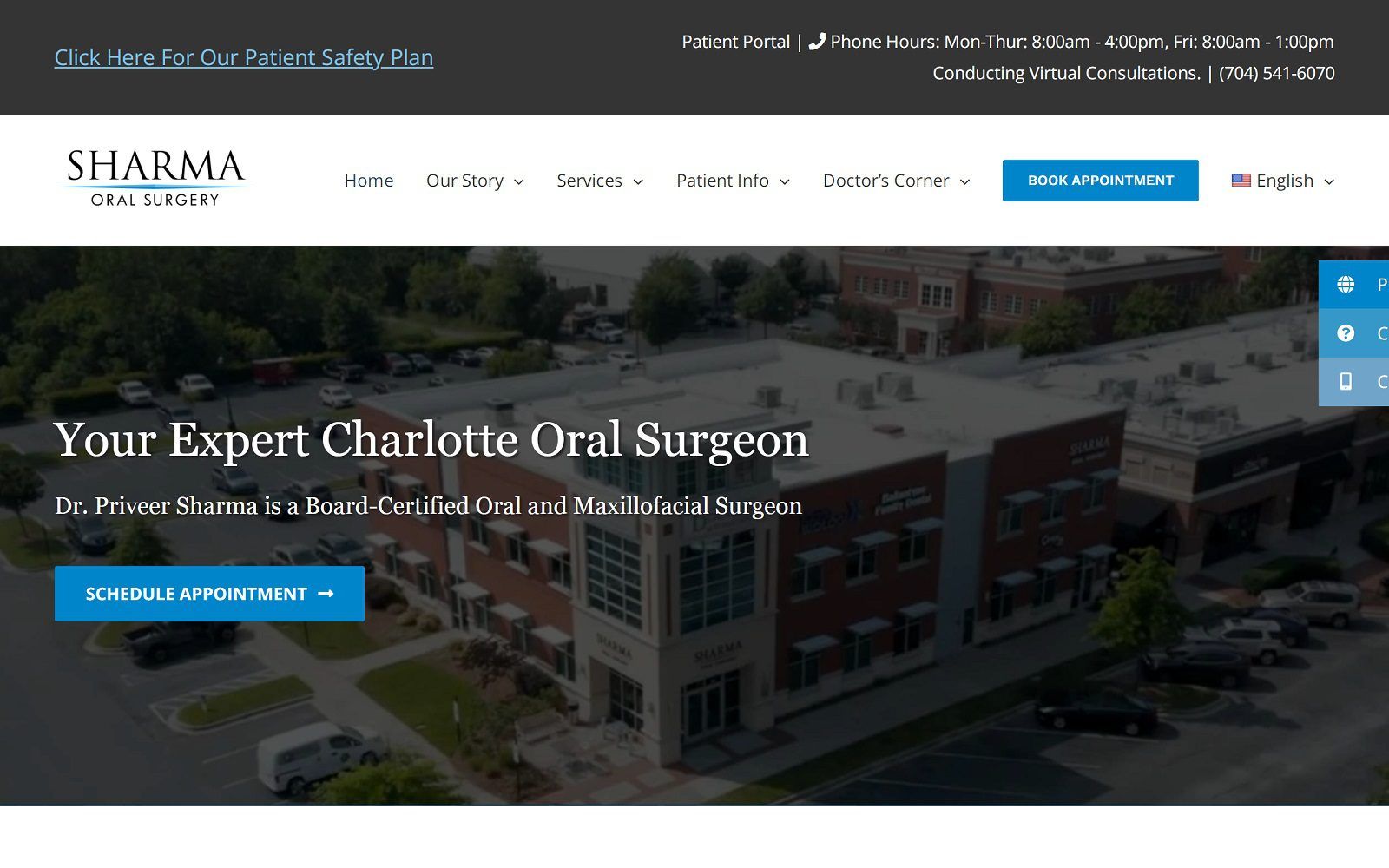 The screenshot of sharma oral surgery: priveer d sharma, dmd website