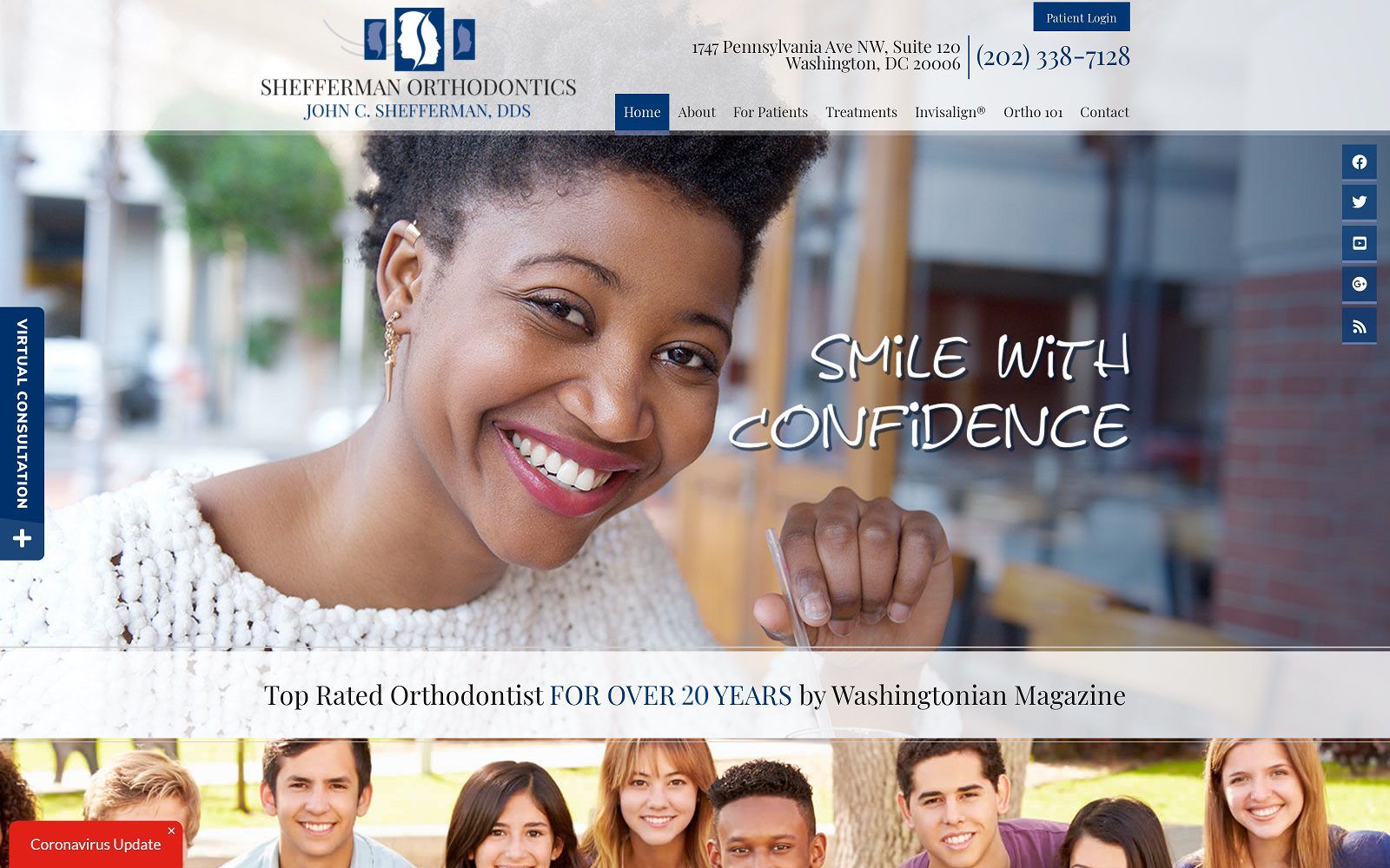 The screenshot of shefferman orthodontics dr. John shefferman website