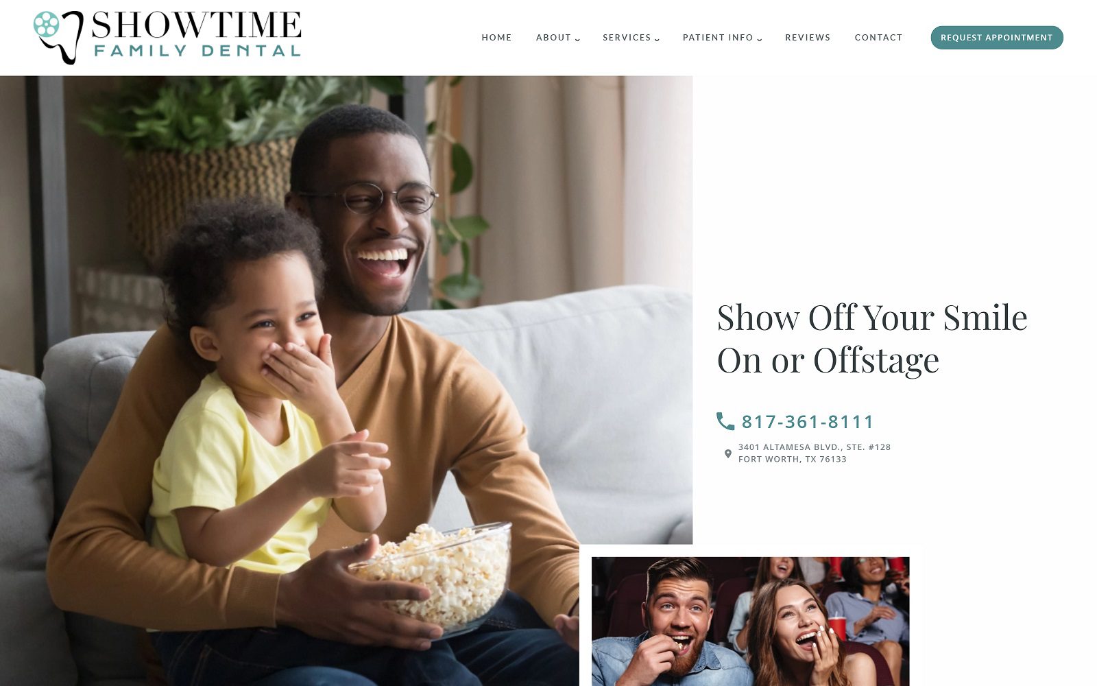 The screenshot of showtime family dental website