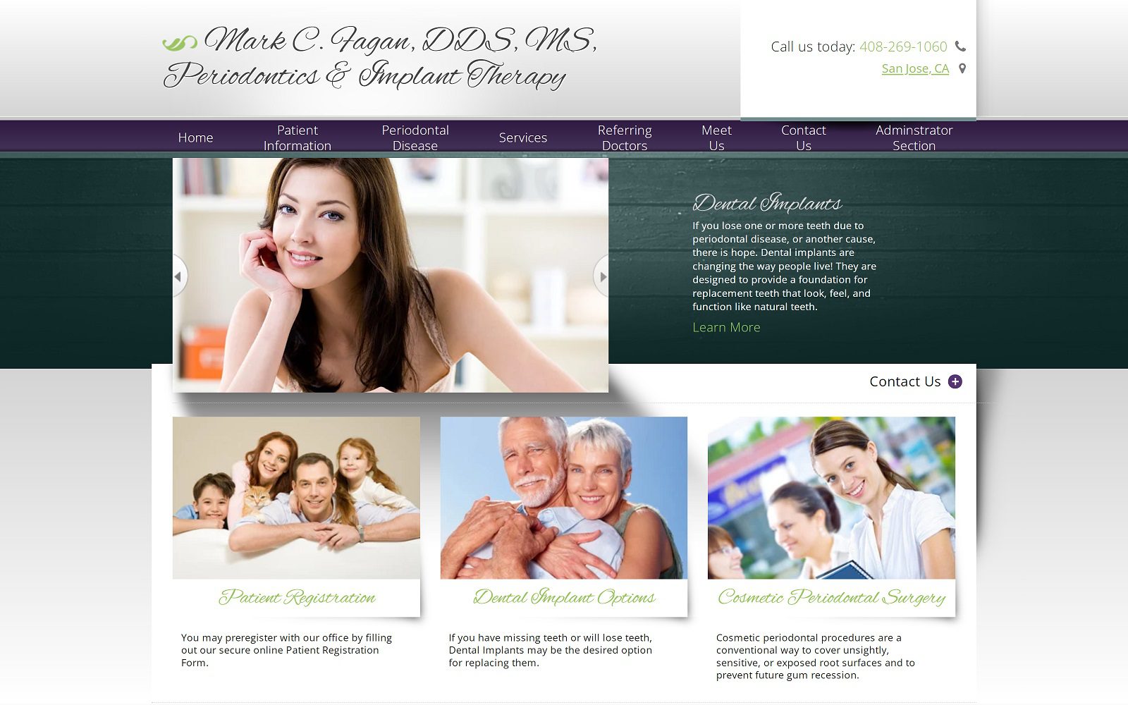 The screenshot of mark c. Fagan, dds, ms website