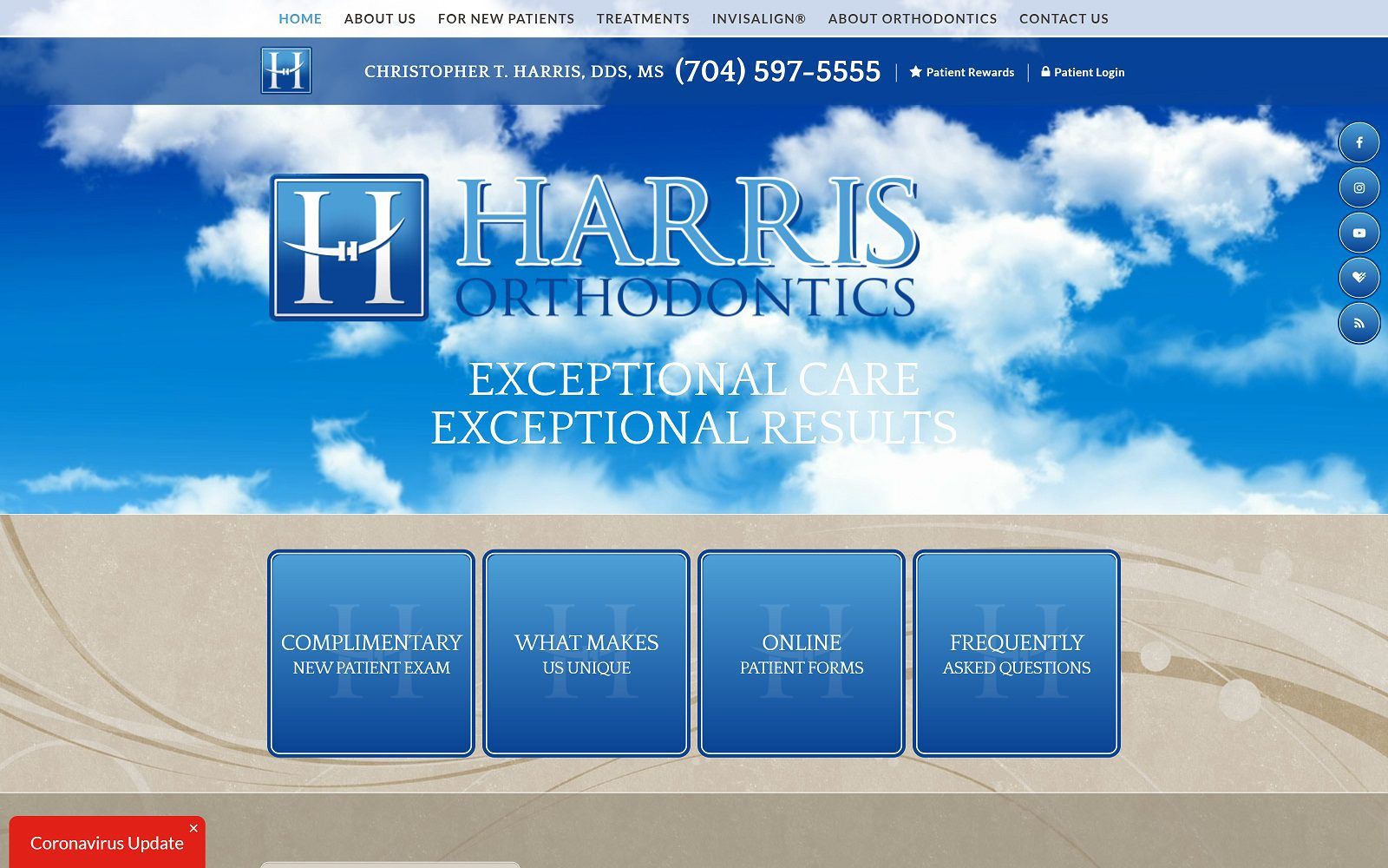 The screenshot of harris orthodontics website