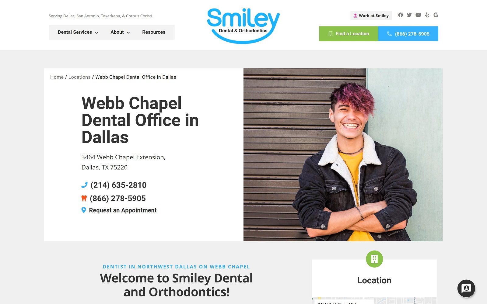 The screenshot of smiley dental & orthodontics website