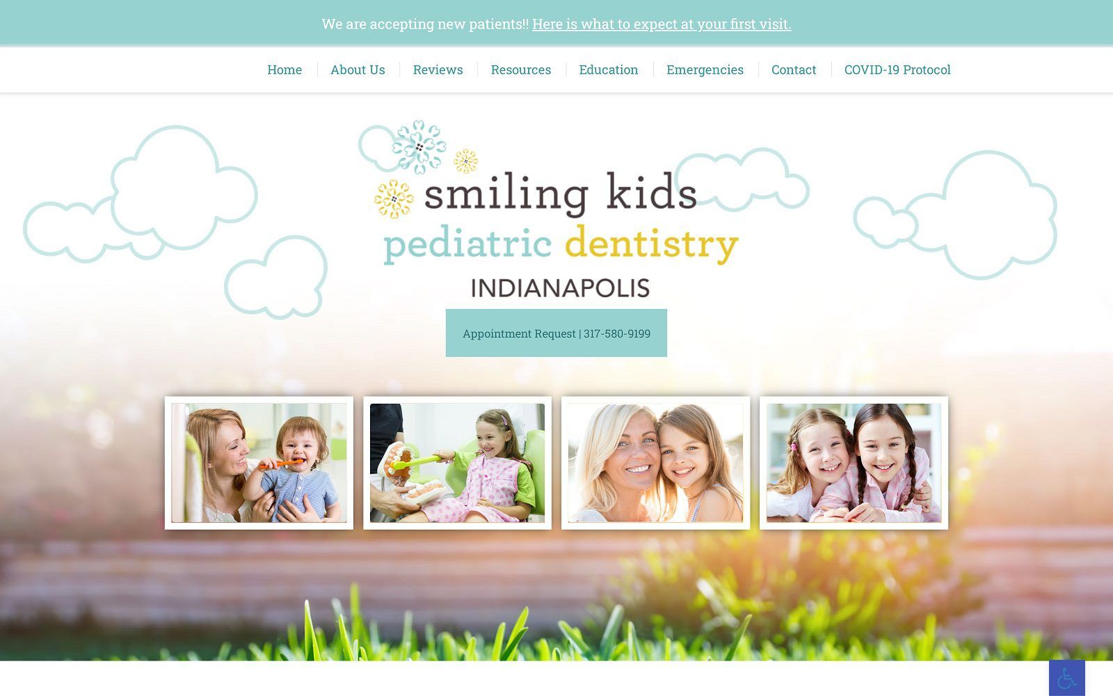 The screenshot of smiling kids pediatric dentistry website