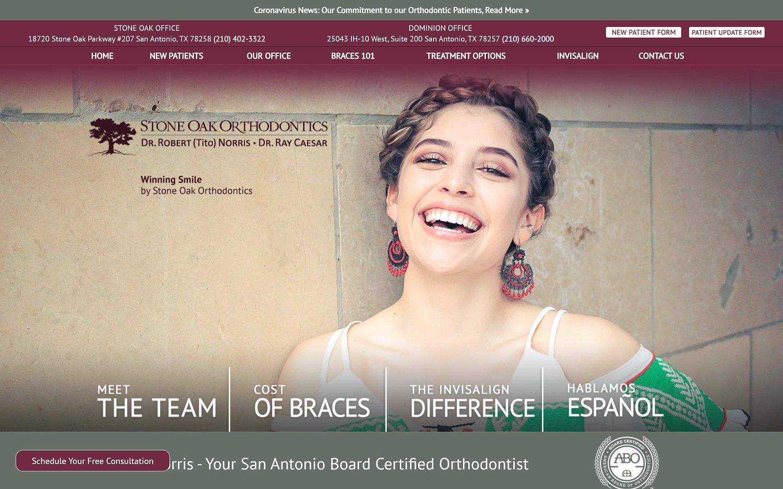 The screenshot of stone oak orthodontics: san antonio location website