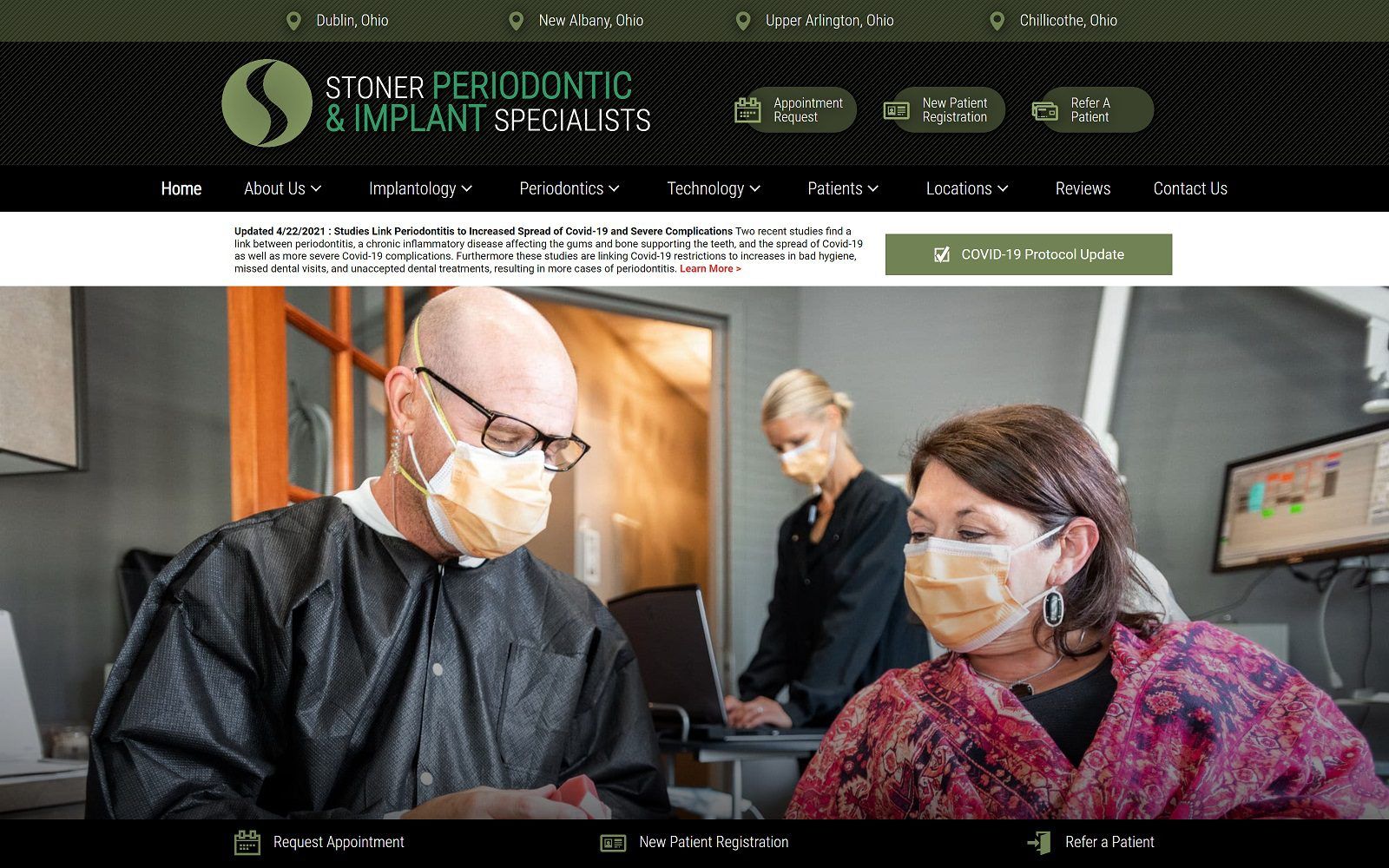 The screenshot of stoner periodontic & implant specialists - upper arlington website