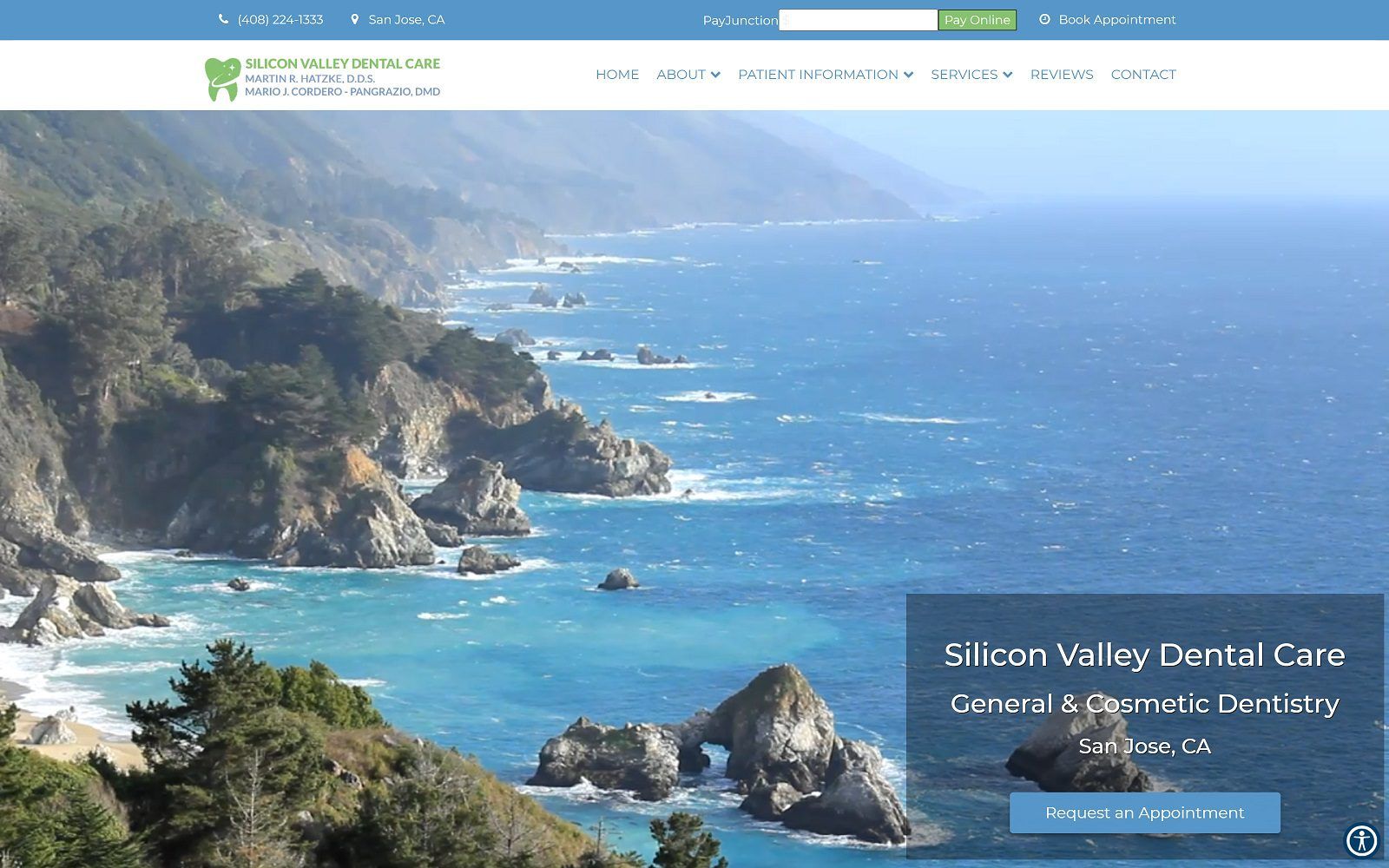 The screenshot of silicon valley dental care website