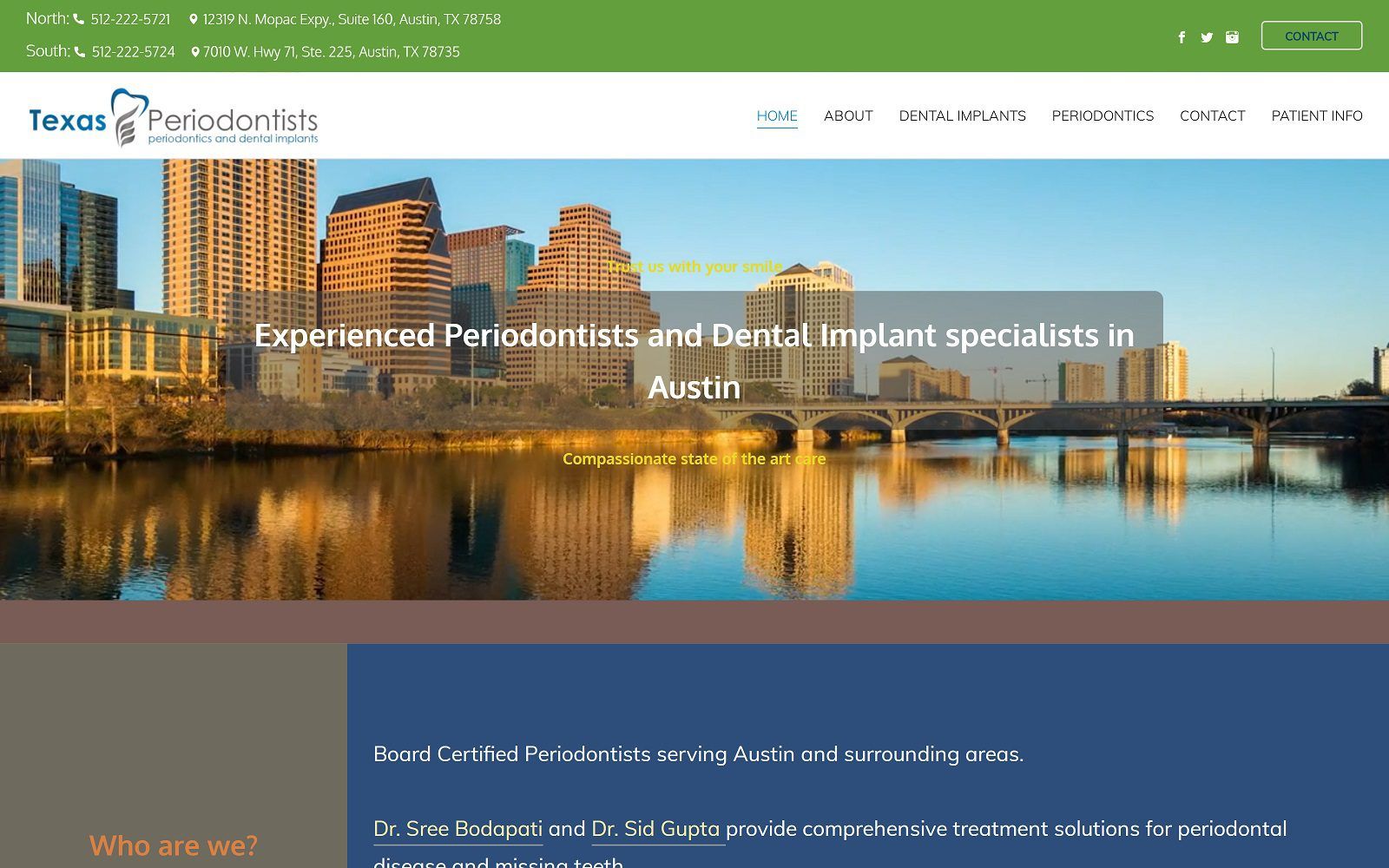 The screenshot of texas periodontists website