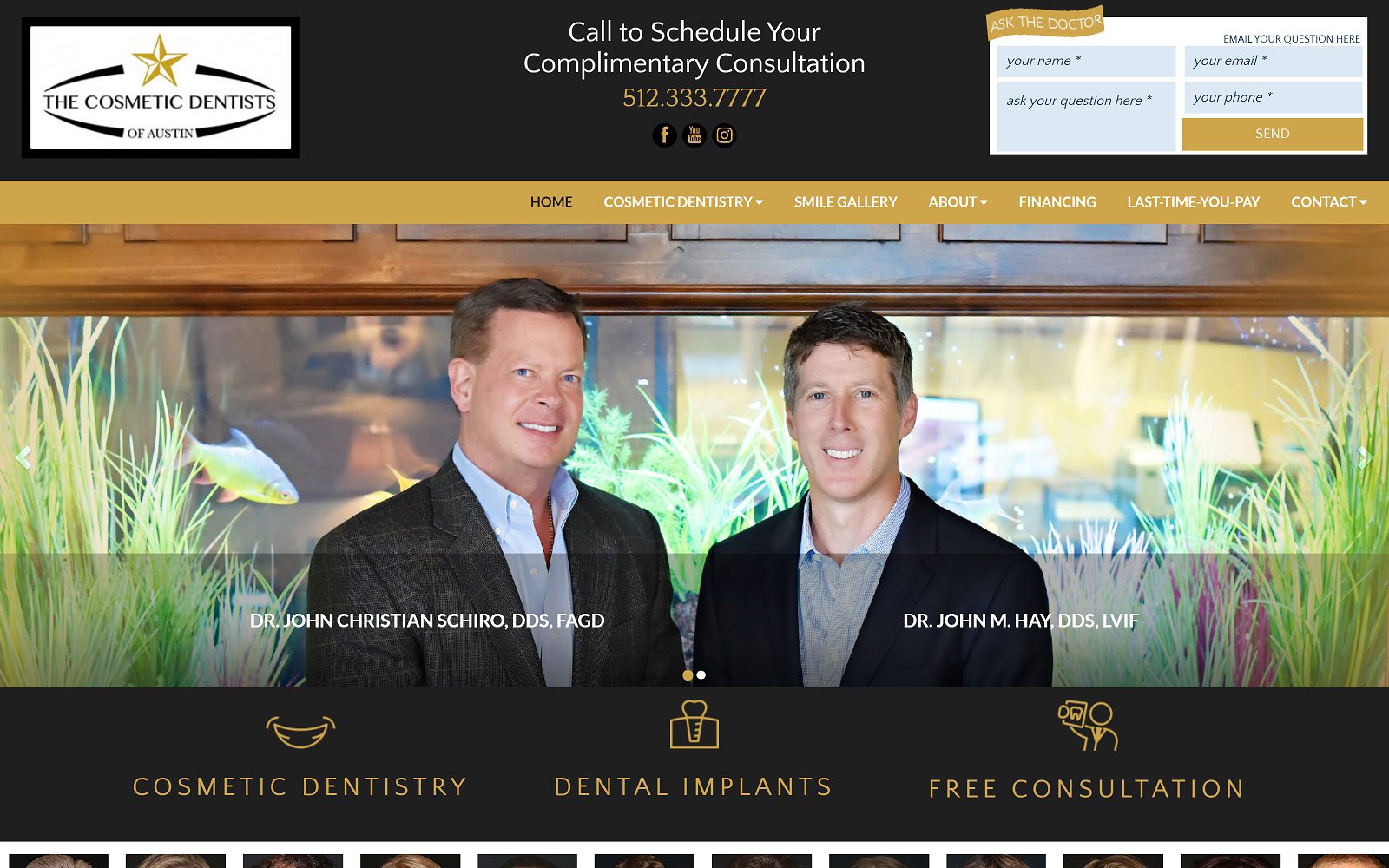 The screenshot of the cosmetic dentists of austin website