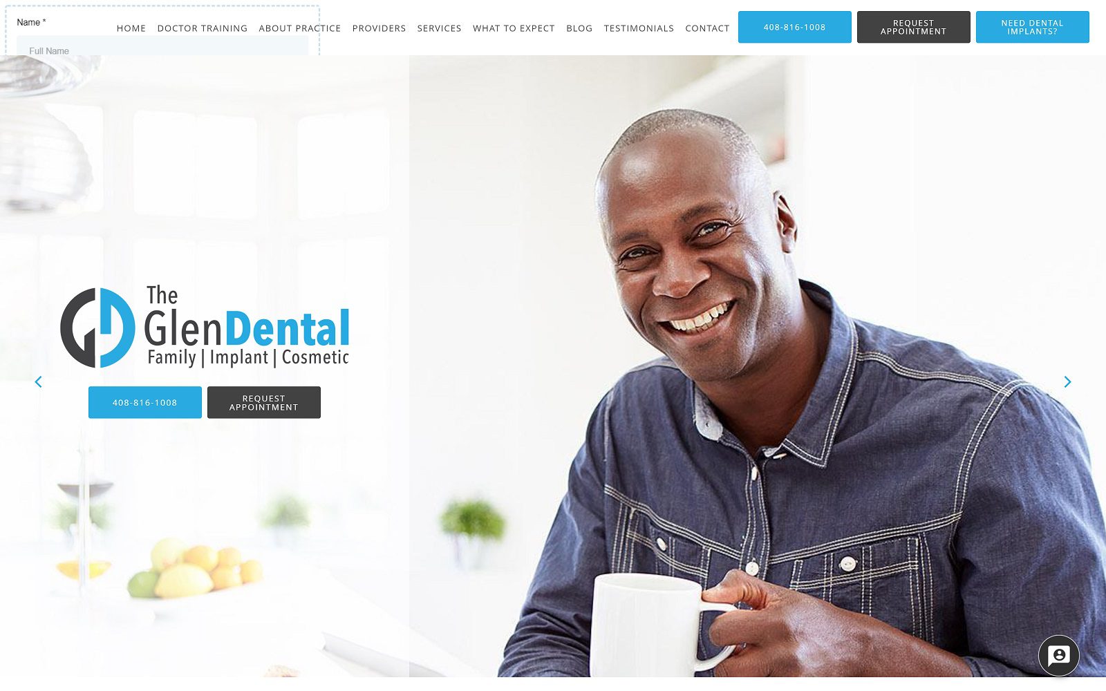 The screenshot of the glen dental - dental implants san jose ca dr. Aman bhullar website