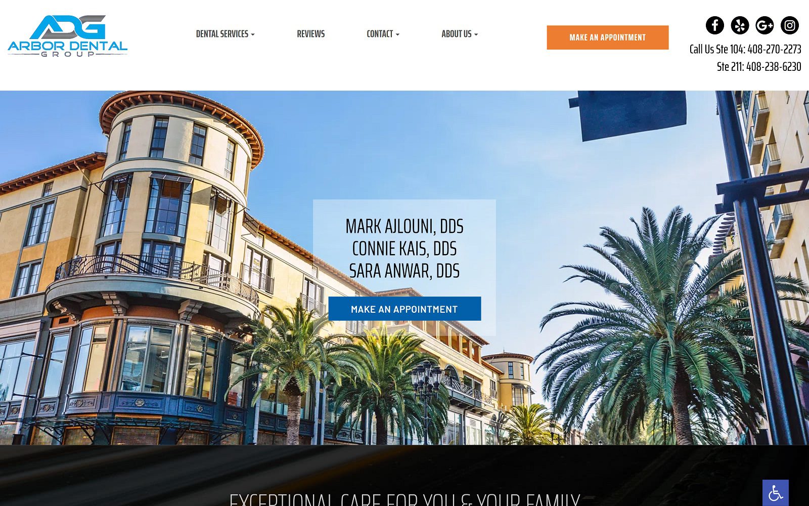 The screenshot of arbor dental group website