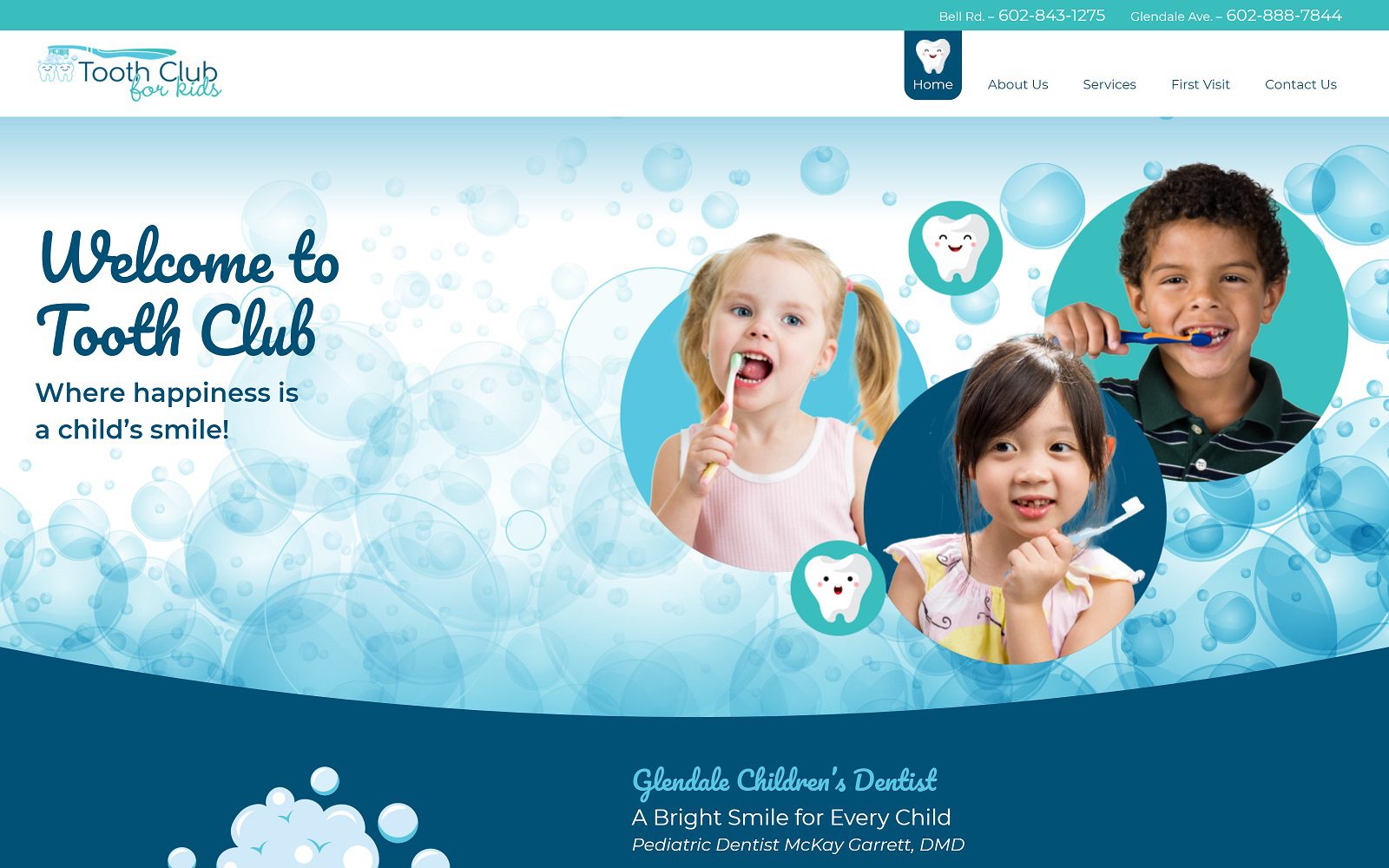 The screenshot of tooth club for kids dr. Mckay garrett website