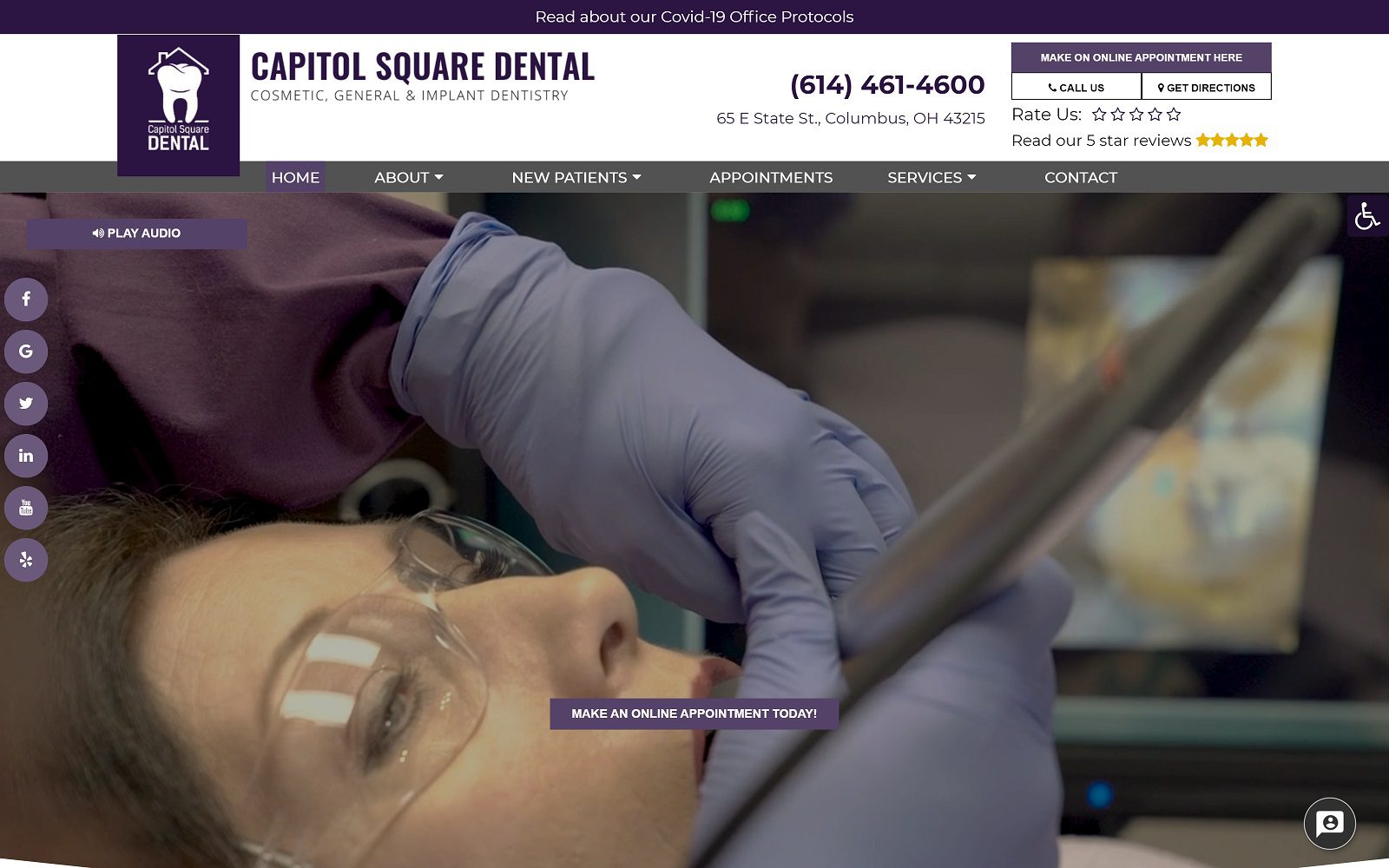 The screenshot of capitol square dental website