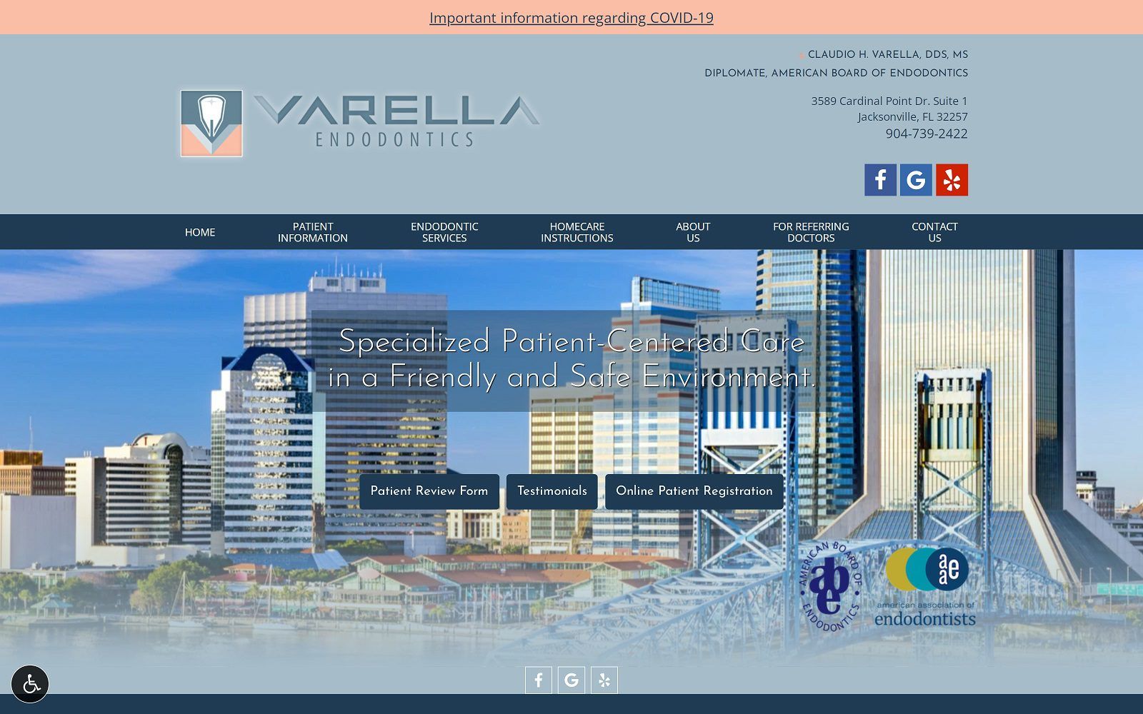 The screenshot of varella endodontics dr. Claudio varella website
