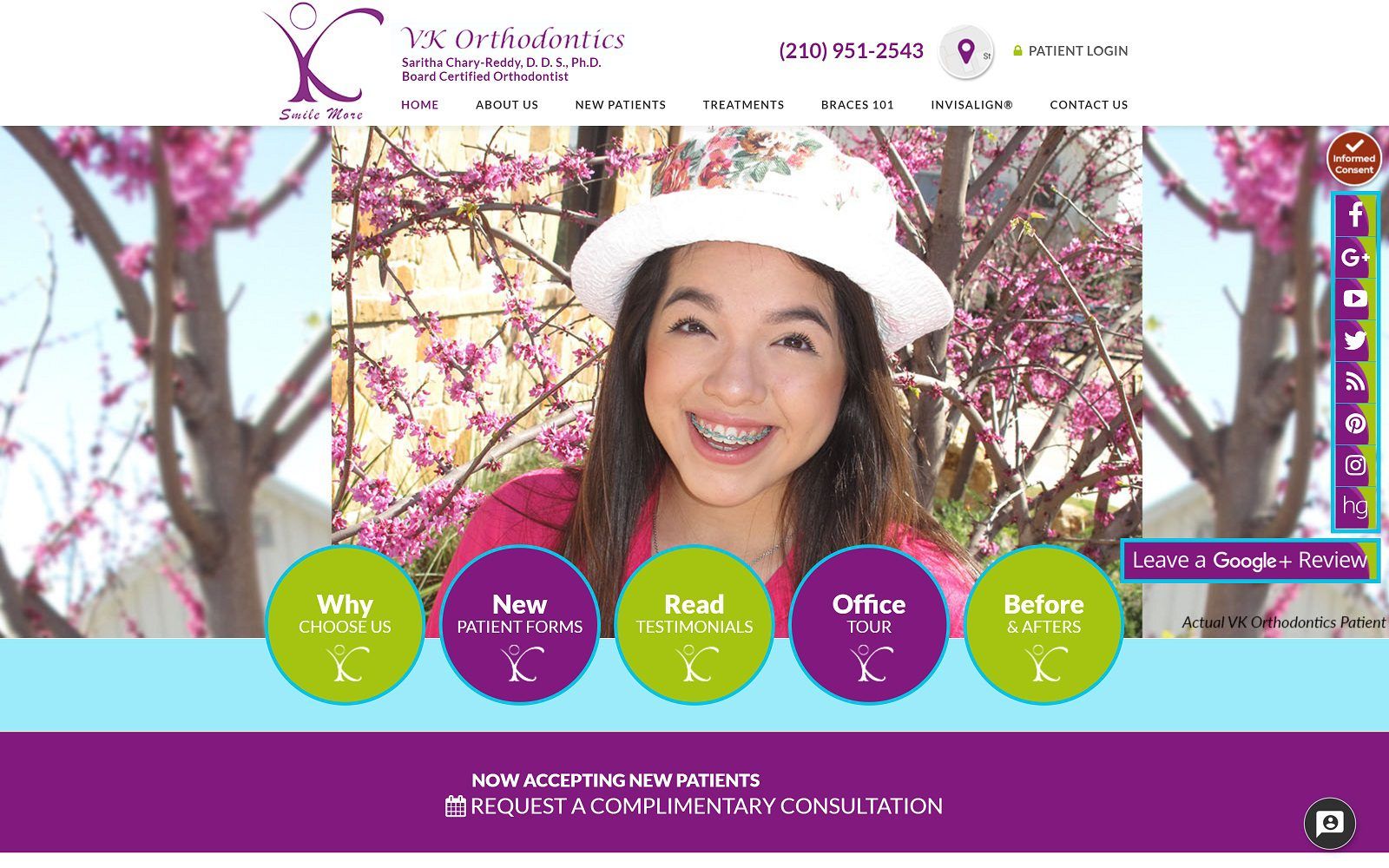 The screenshot of vk orthodontics dr. Chary-reddy website