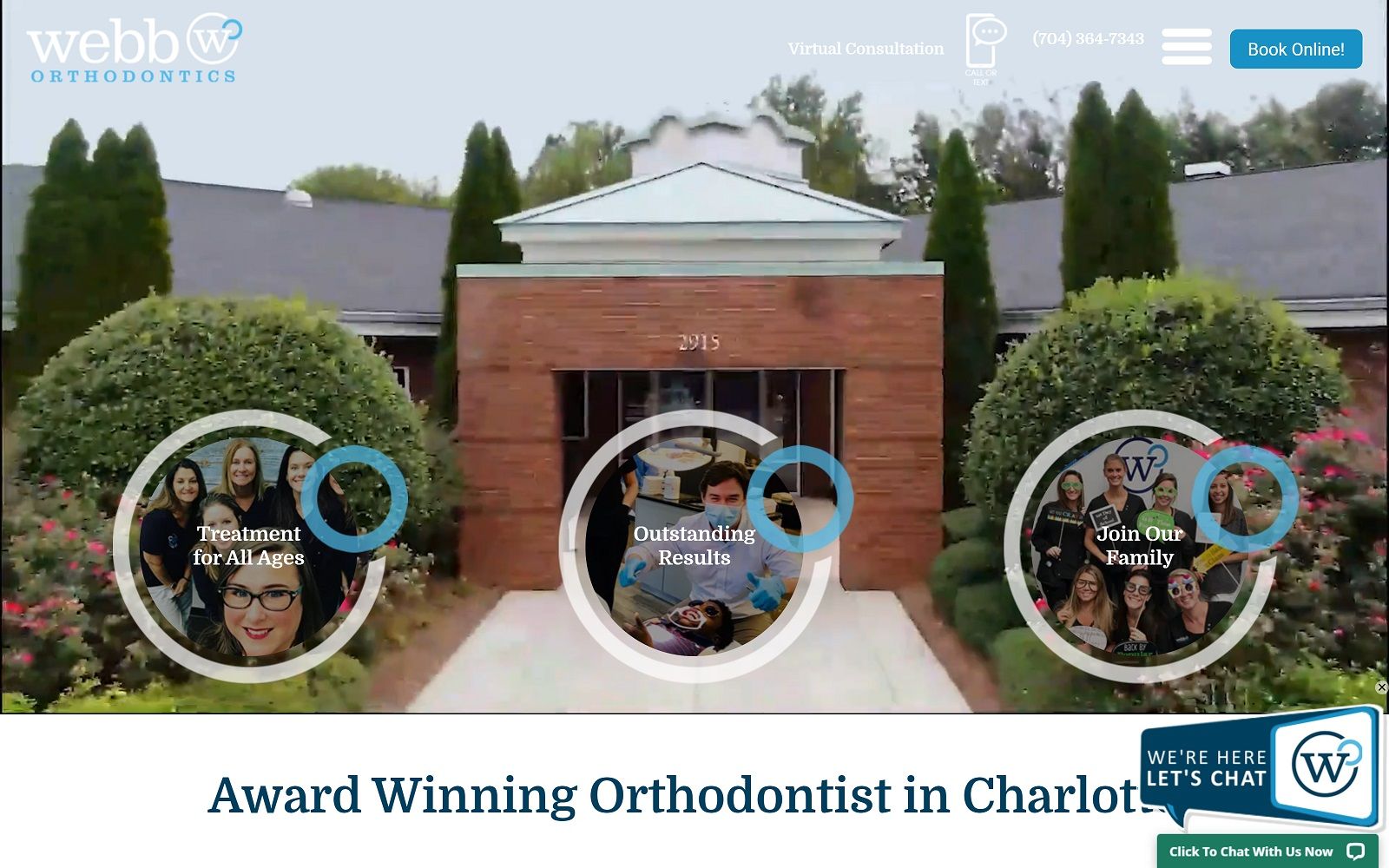 The screenshot of webb orthodontics website
