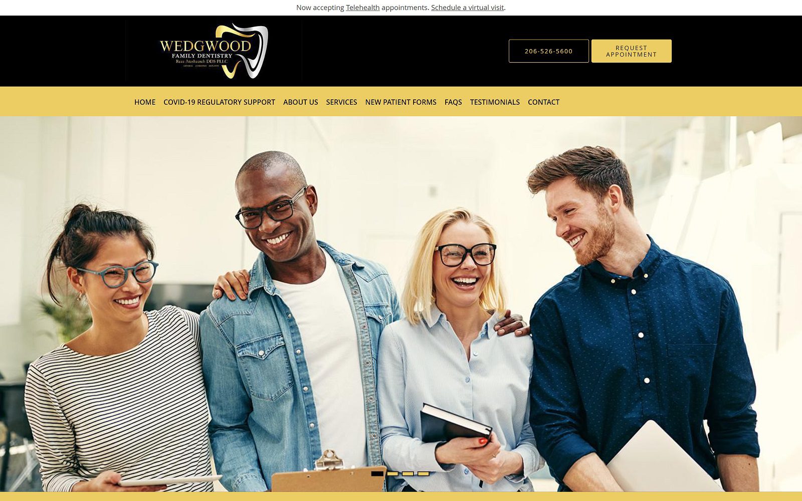 The screenshot of wedgwood family dentistry: reza atashzareh, dds website