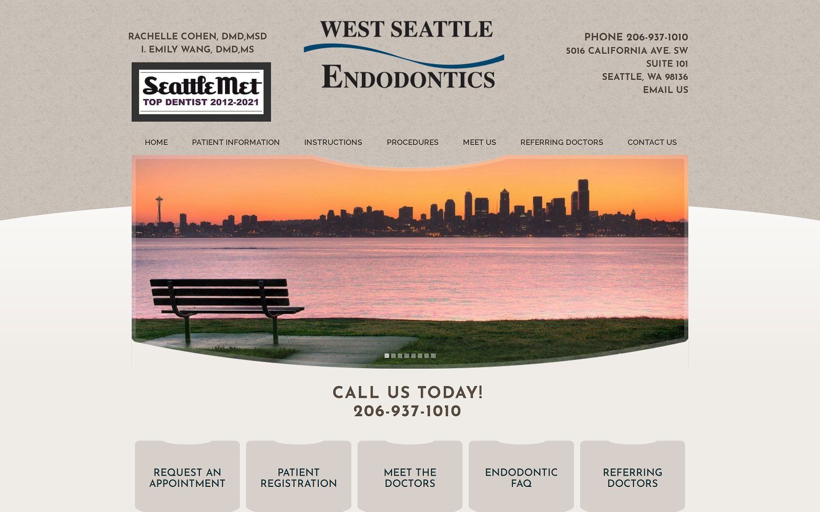 The screenshot of west seattle endodontics dr. Rachelle cohen website