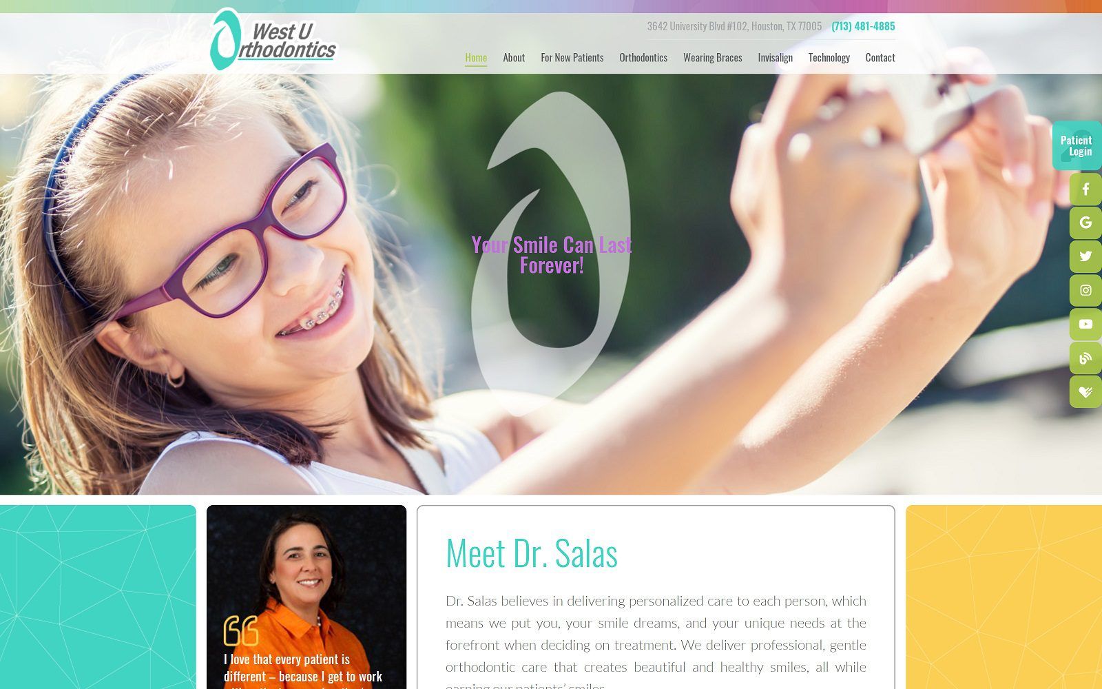 The screenshot of west u orthodontics website