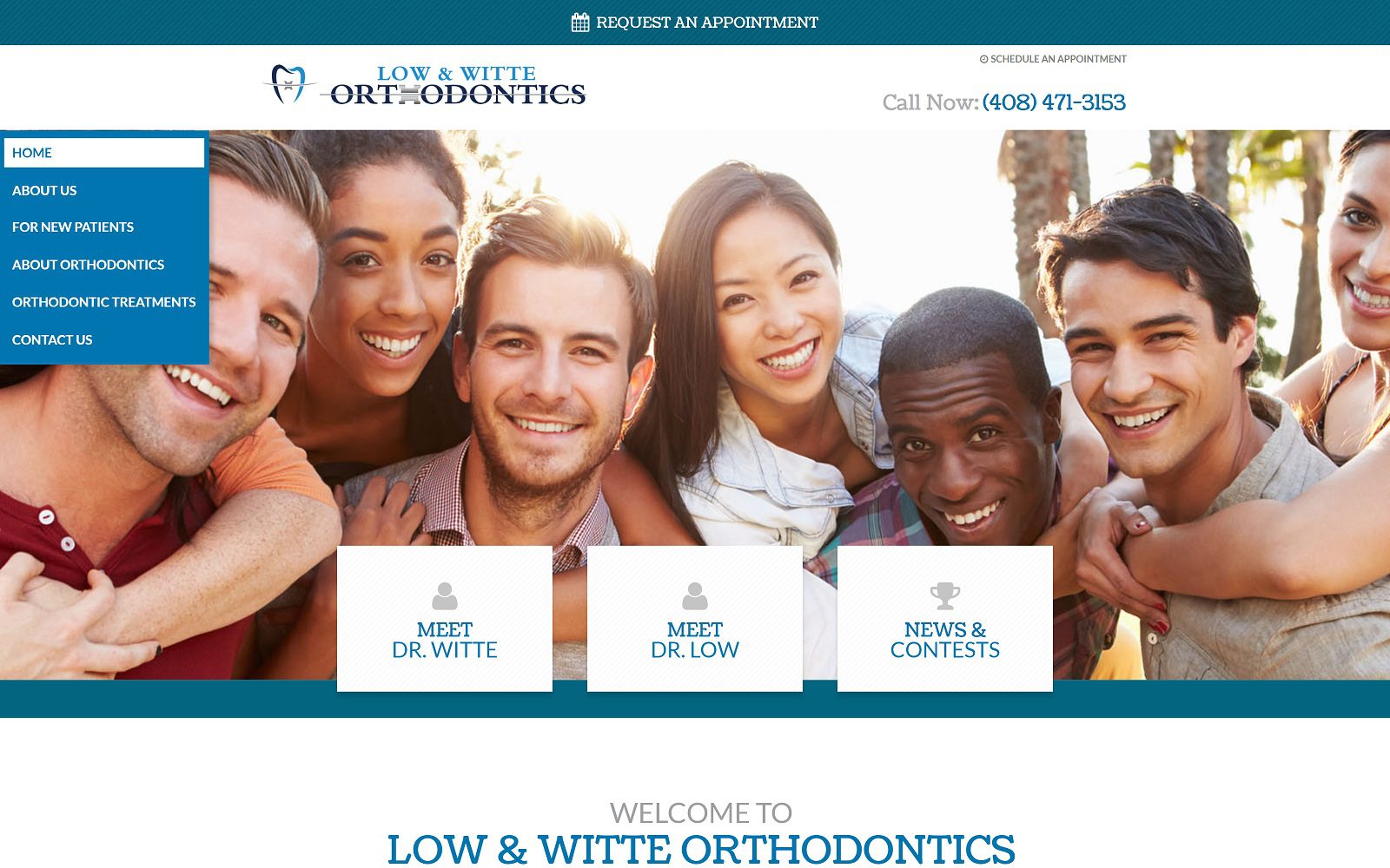 The screenshot of low & witte orthodontics website