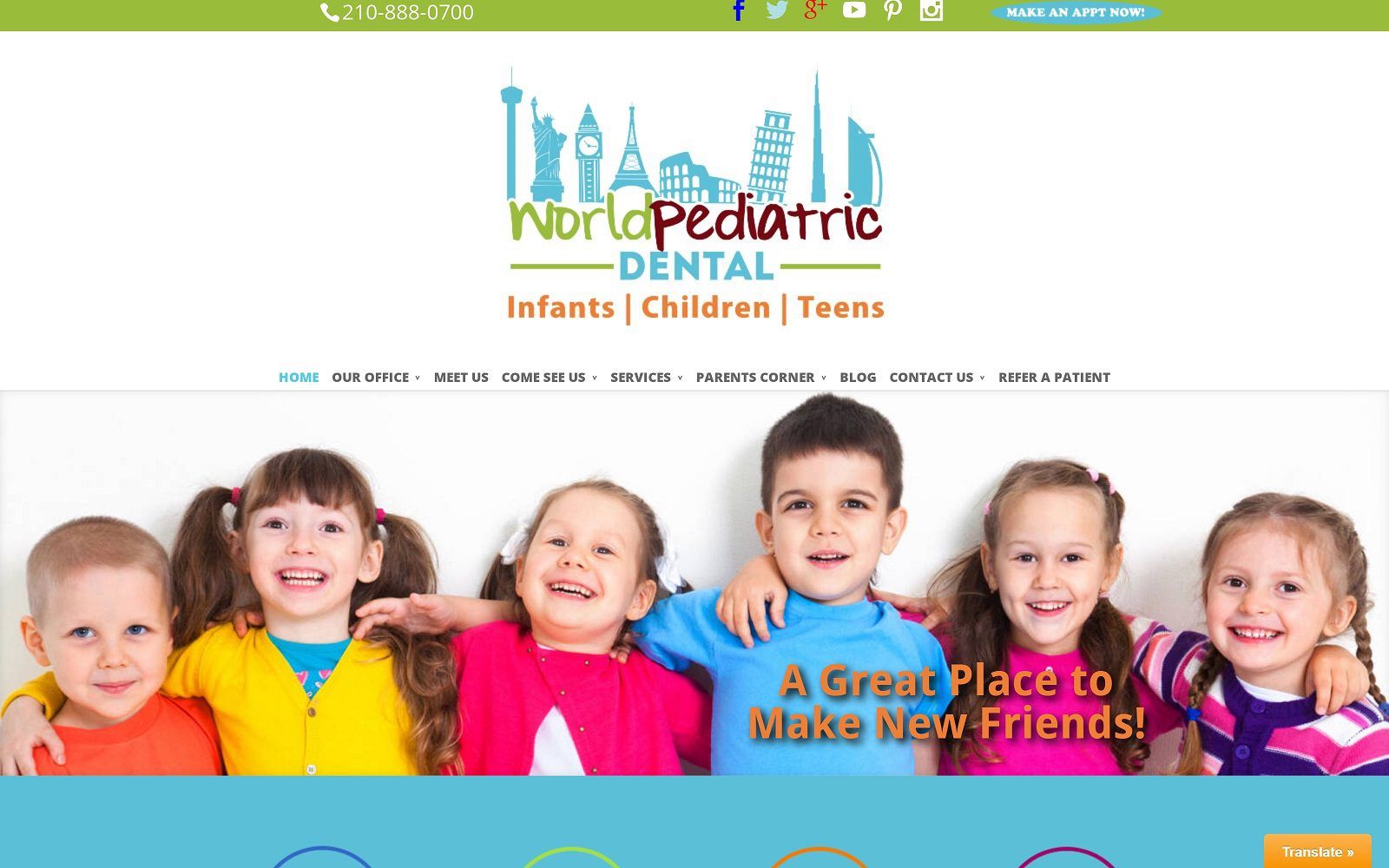 The screenshot of world pediatric dental website