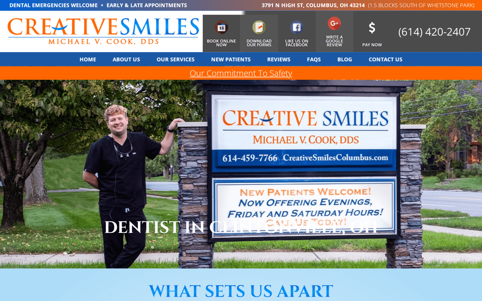 The screenshot of creative smiles dr. Michael cook website