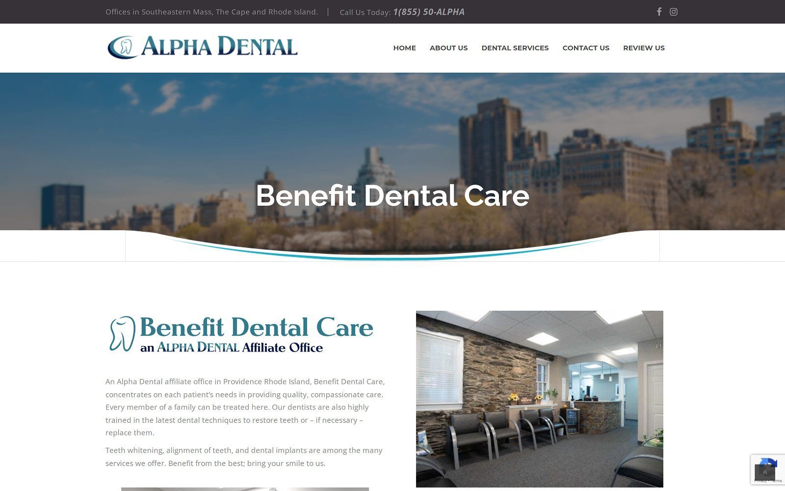 The screenshot of benefit dental care website