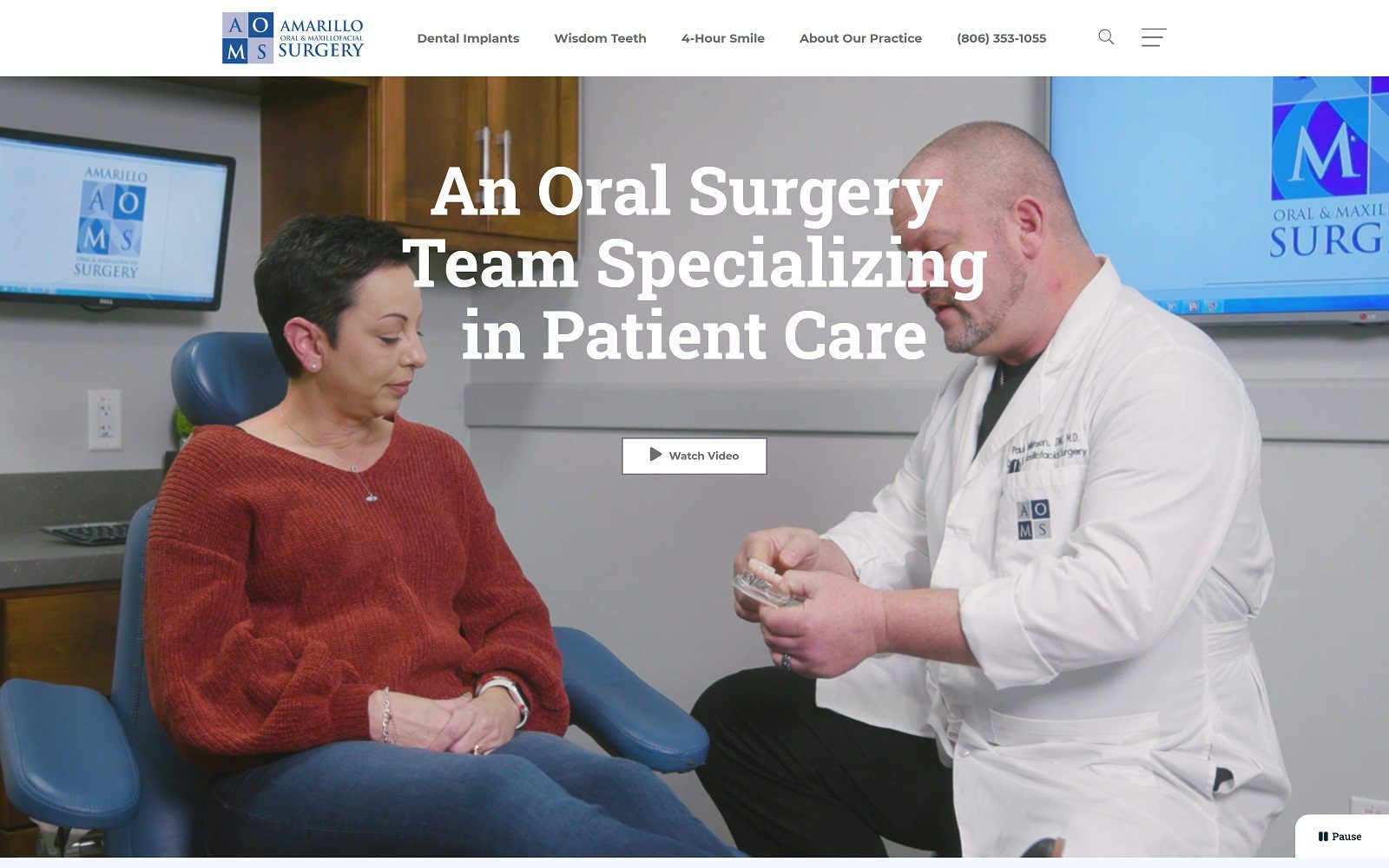 The screenshot of amarillo oral & maxillofacial surgery website