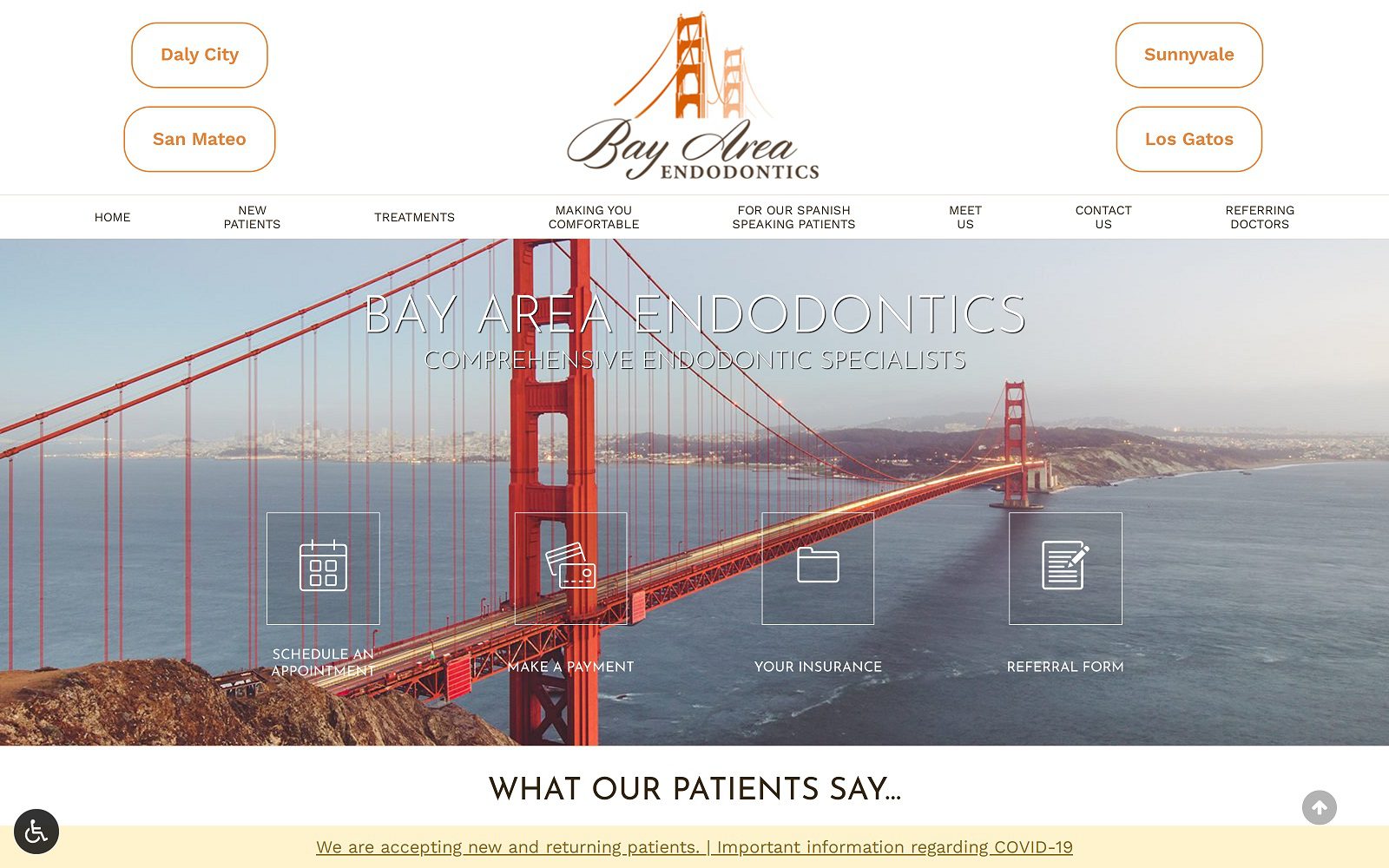 The screenshot of bay area endodontics bayareaendodontics. Com website