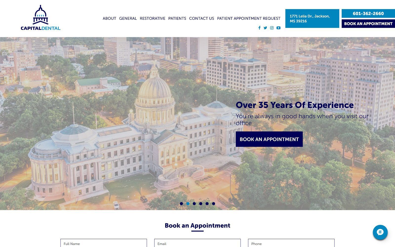 The screenshot of capital dental, inc. Website