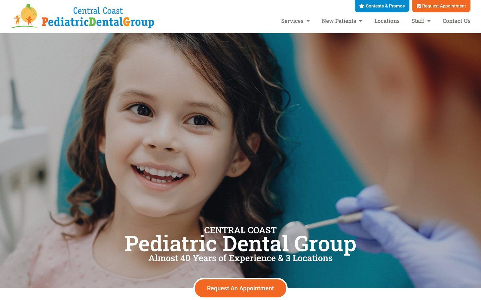 The screenshot of central coast pediatric dental group website