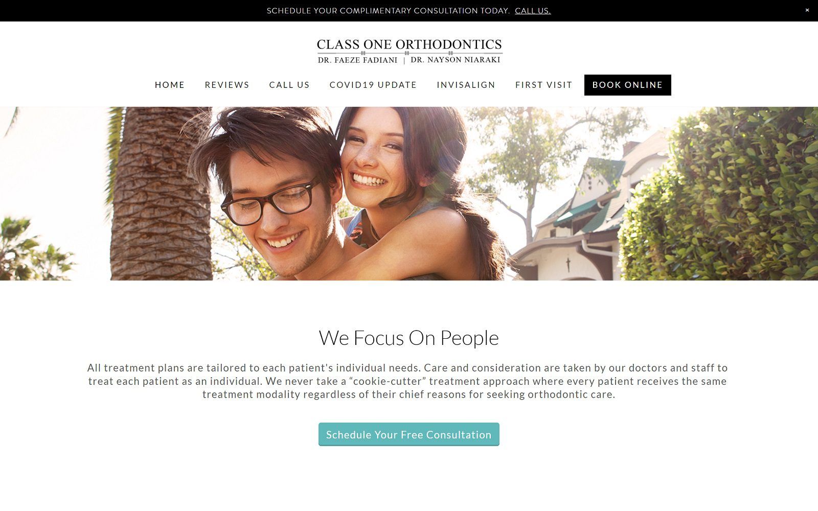 The screenshot of class one orthodontics class1ortho. Com website