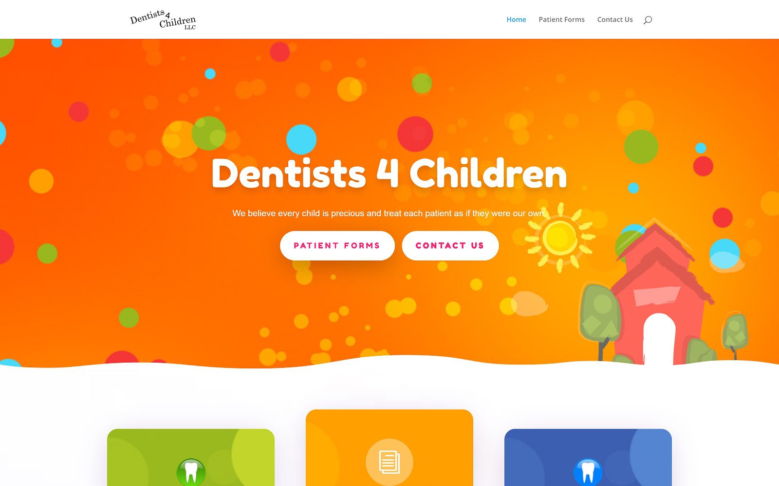 The screenshot of dentists 4 children llc - dr heather thornton dr richard vann dr james jenkins dentists4children. Com website