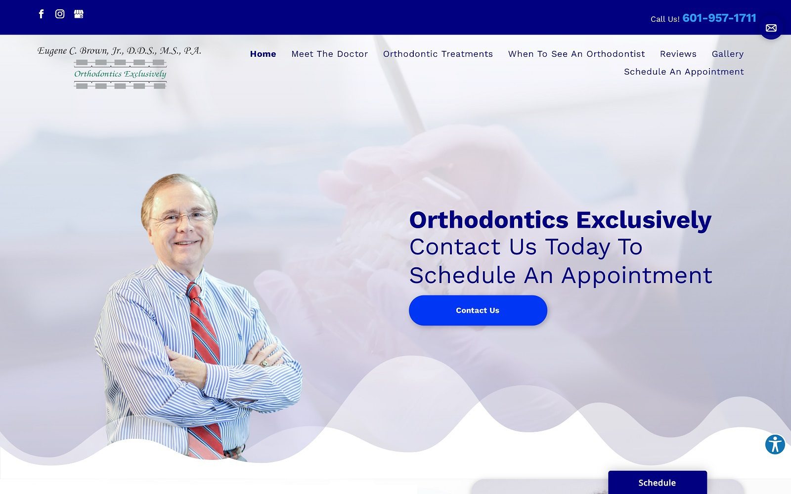 The screenshot of eugene c. Brown, jr. , dds, ms dreugenebrown. Com website