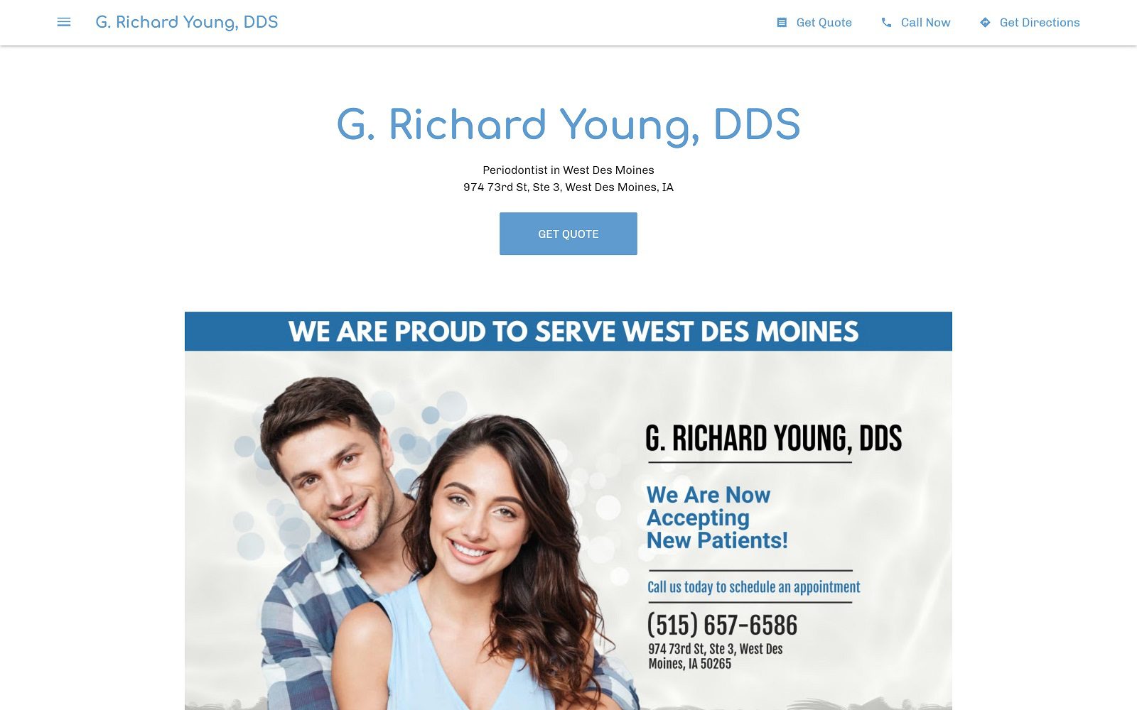 The screenshot of dr. Glenn r. Young dds website