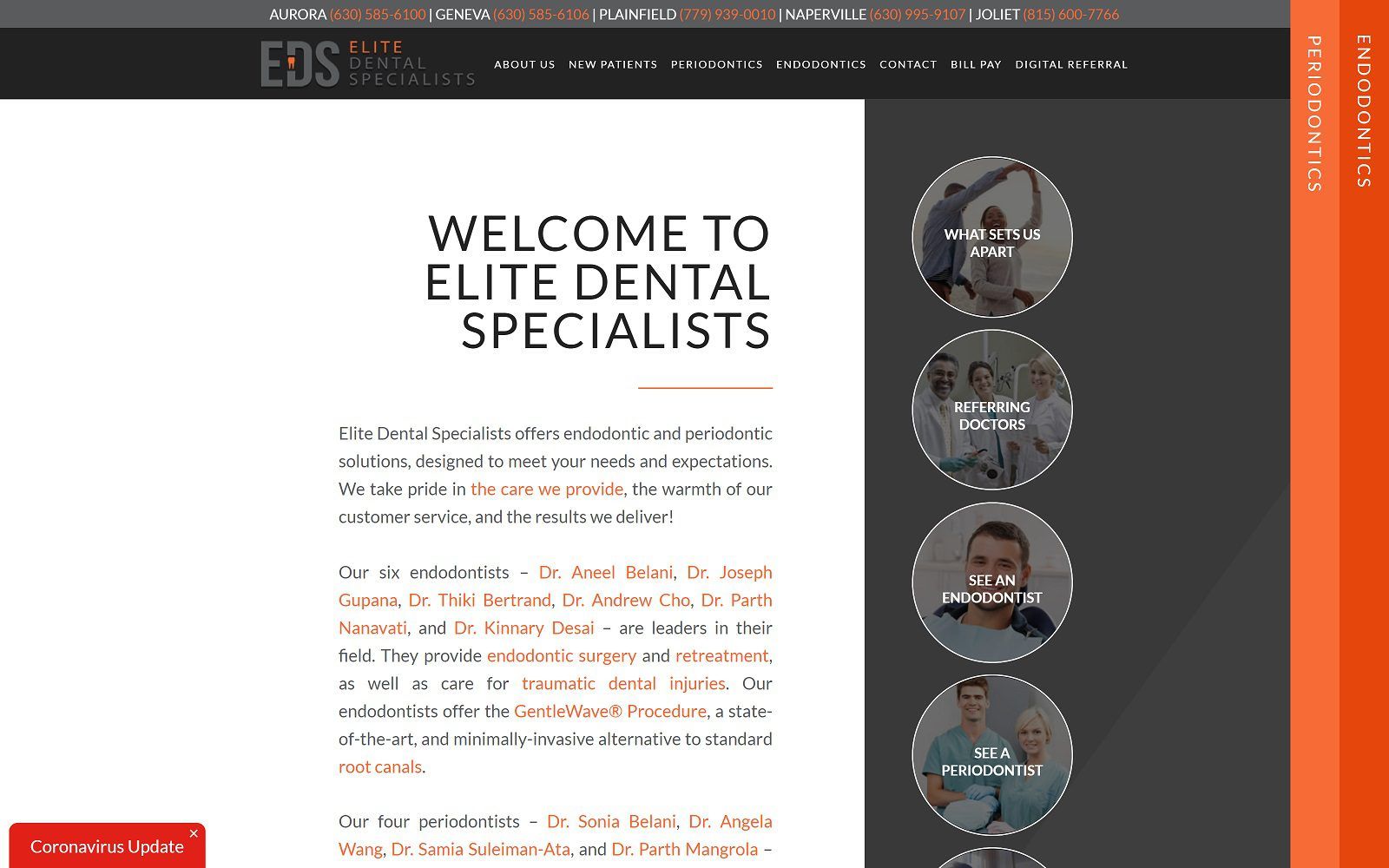 The screenshot of elite dental specialists, joliet, il website