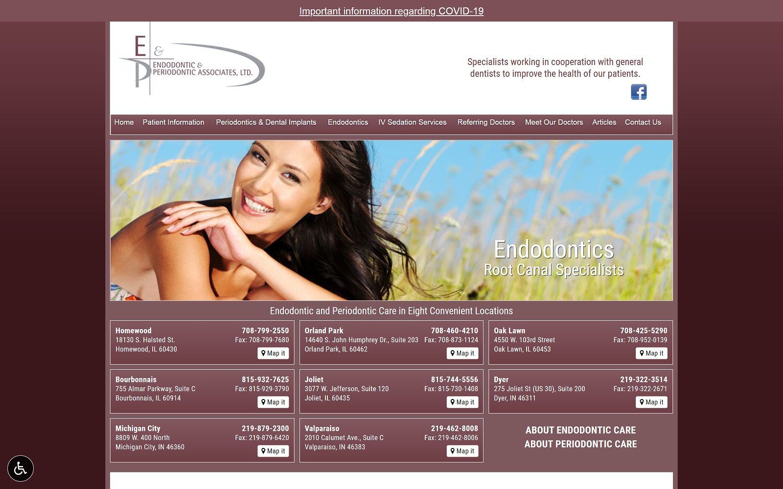 The screenshot of endodontic & periodontic associates website