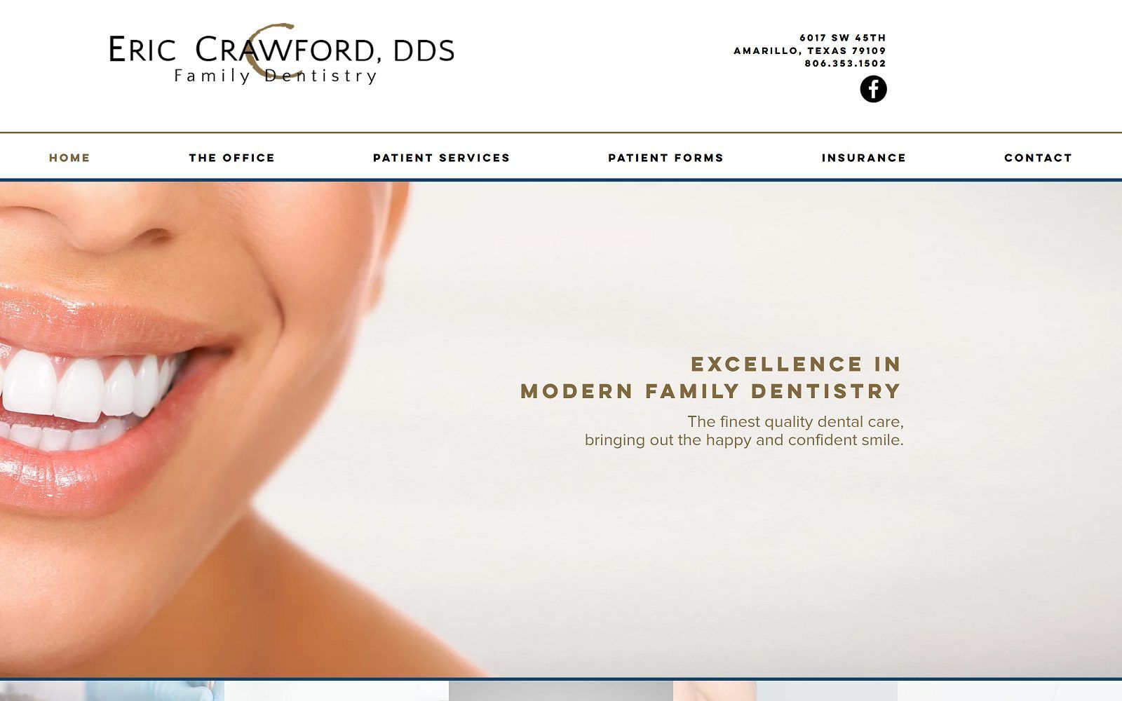 The screenshot of eric crawford, dds family dentistry ericcrawforddentist. Com website