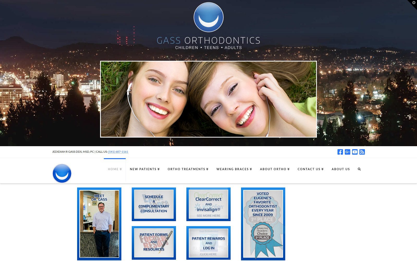 The screenshot of gass orthodontics eugeneorthodontics. Com dr. Jedidiah gass website