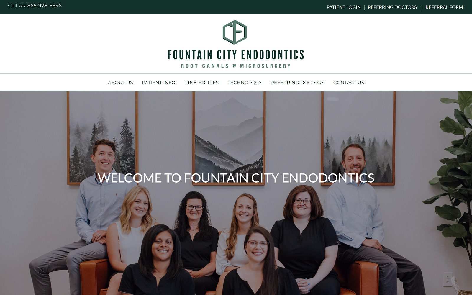 The screenshot of fountain city endodontics website