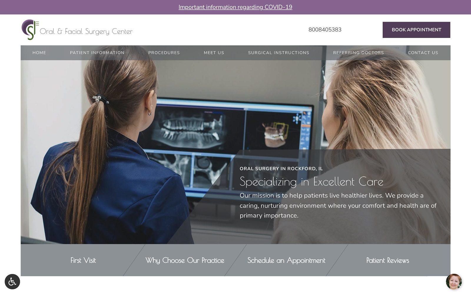 The screenshot of oral & facial surgery center, ltd jensenoms. Com website