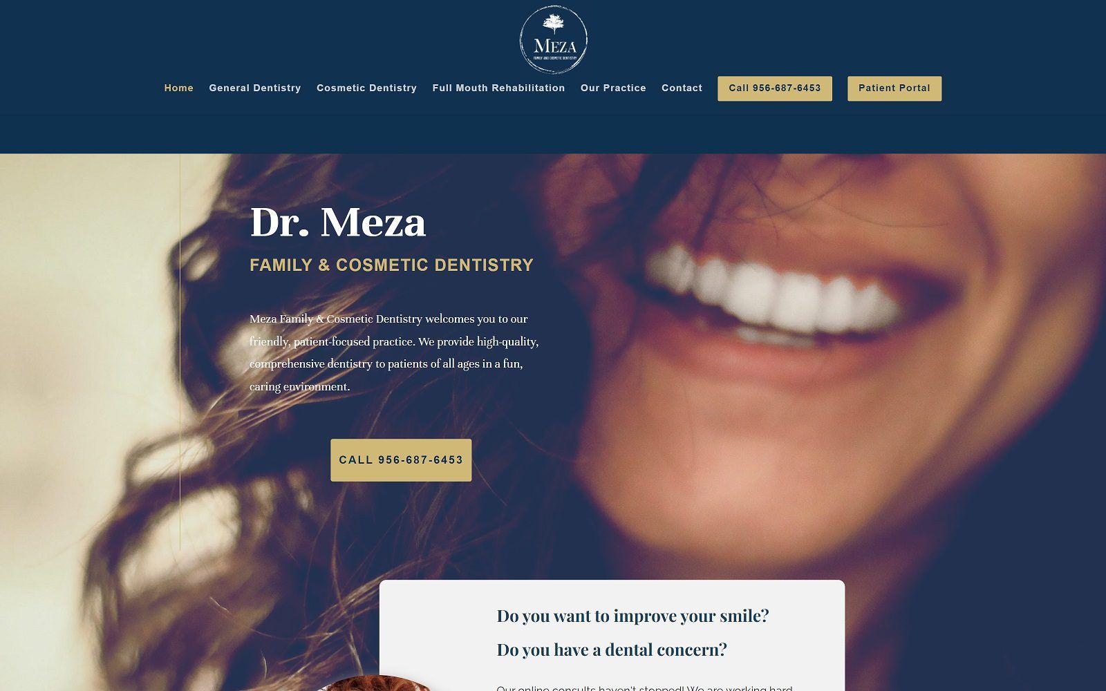 The screenshot of meza family & cosmetic dentistry dr. Jose meza website