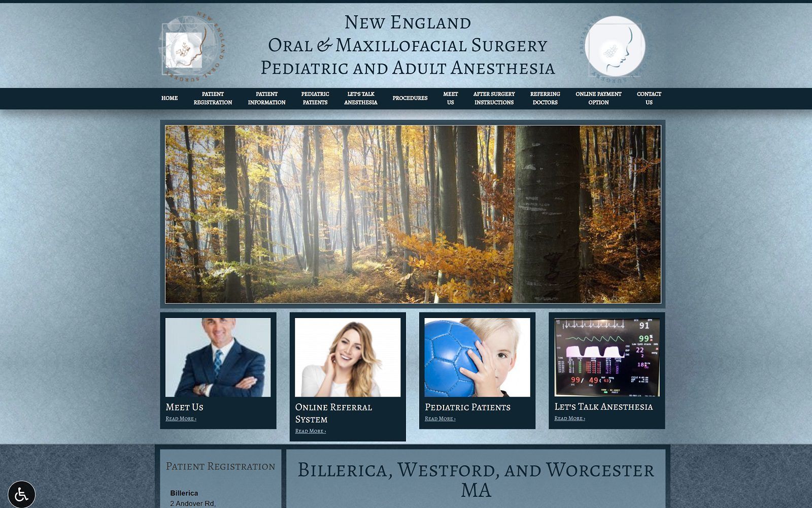 The screenshot of new england oral surgery associates, llc newenglandoralsurgery. Com website