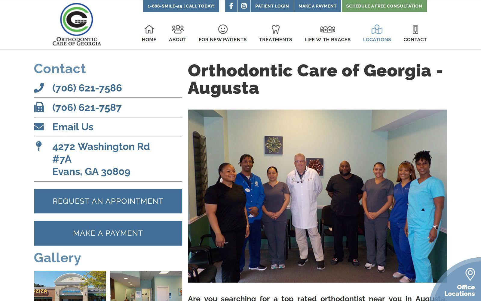 The screenshot of orthodontic care of georgia - augusta website