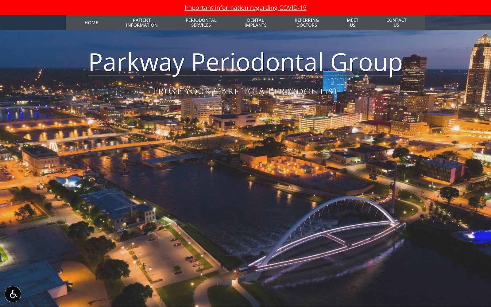 The screenshot of parkway periodontal group website