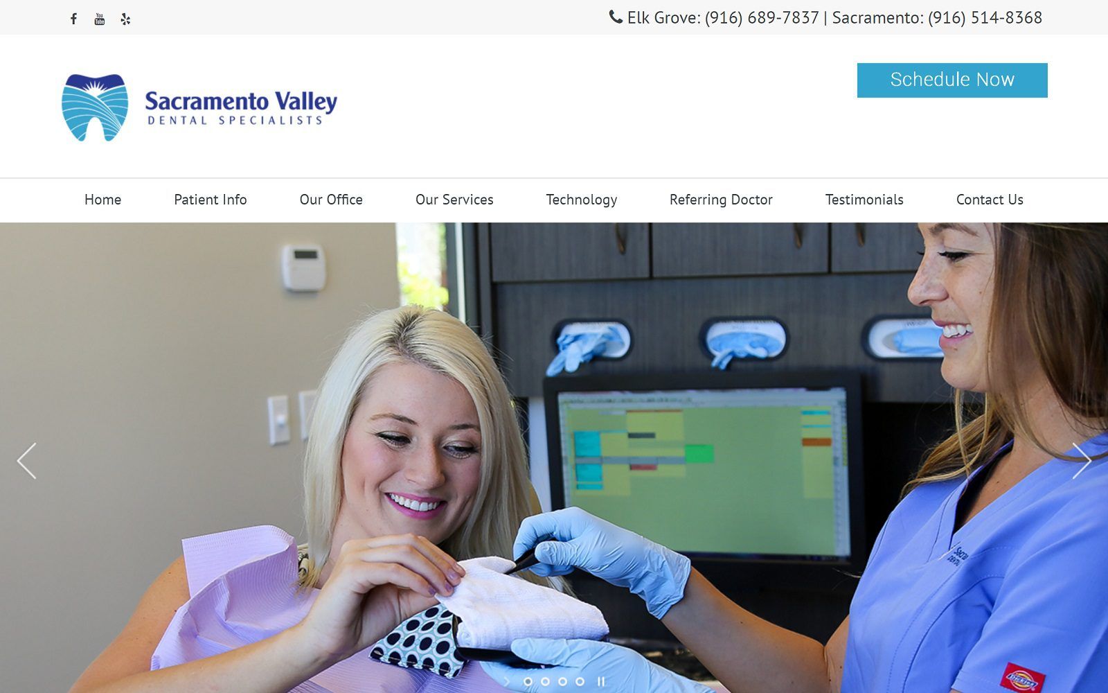 The screenshot of sacramento valley dental specialists website