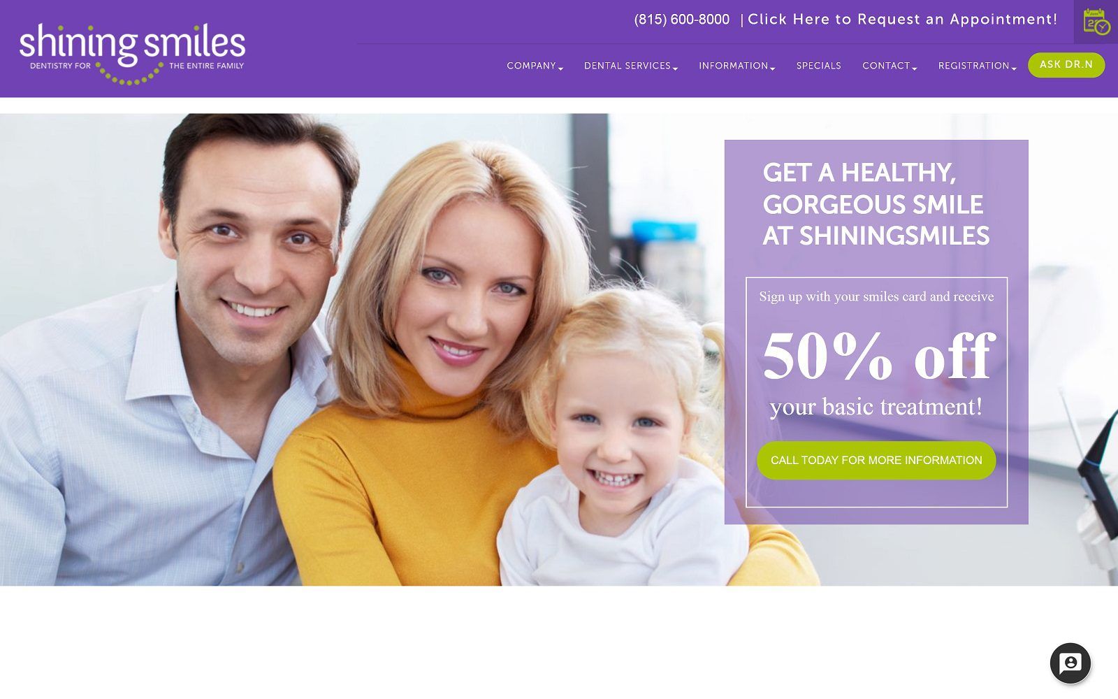 The screenshot of shining smiles dentistry - joliet website