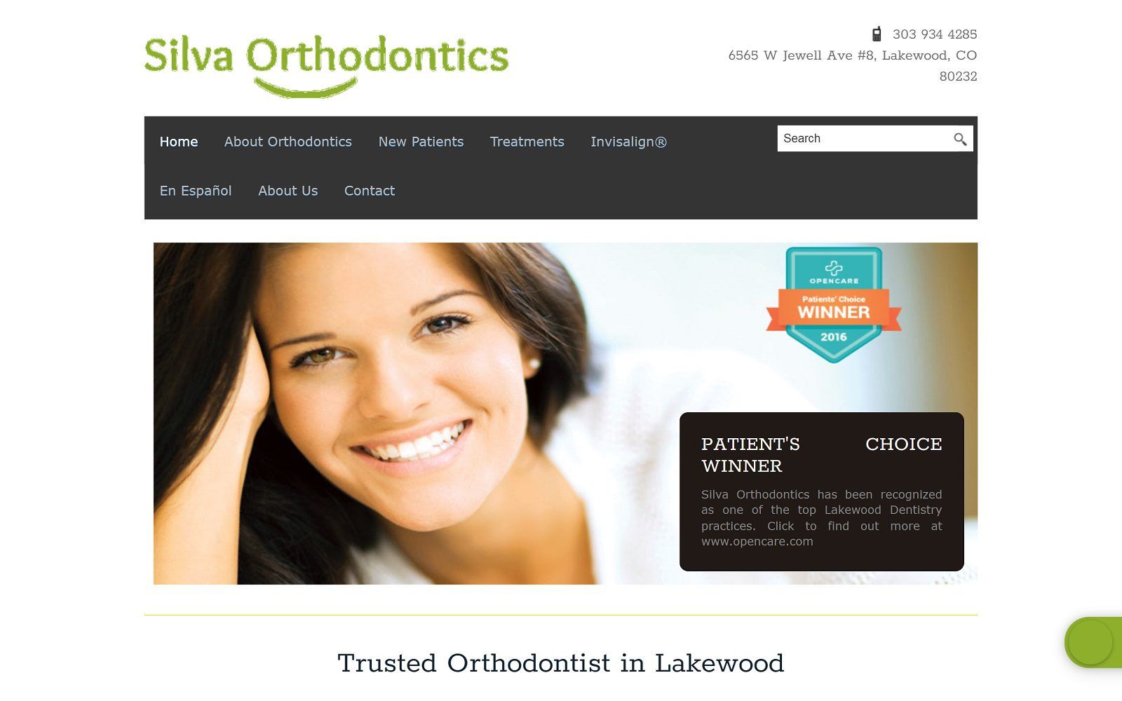 The screenshot of silva orthodontics silvaortho. Com website