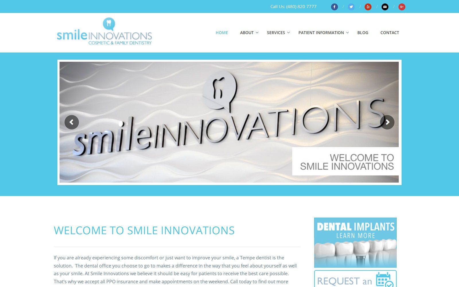 The screenshot of smile innovations website