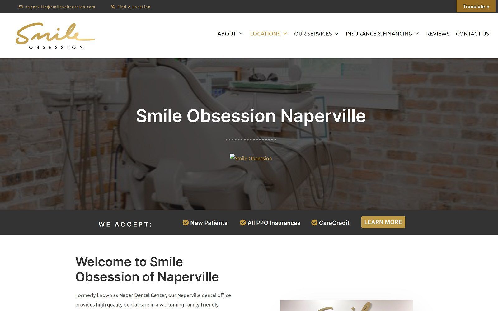 The screenshot of smile obsession dental - naperville website