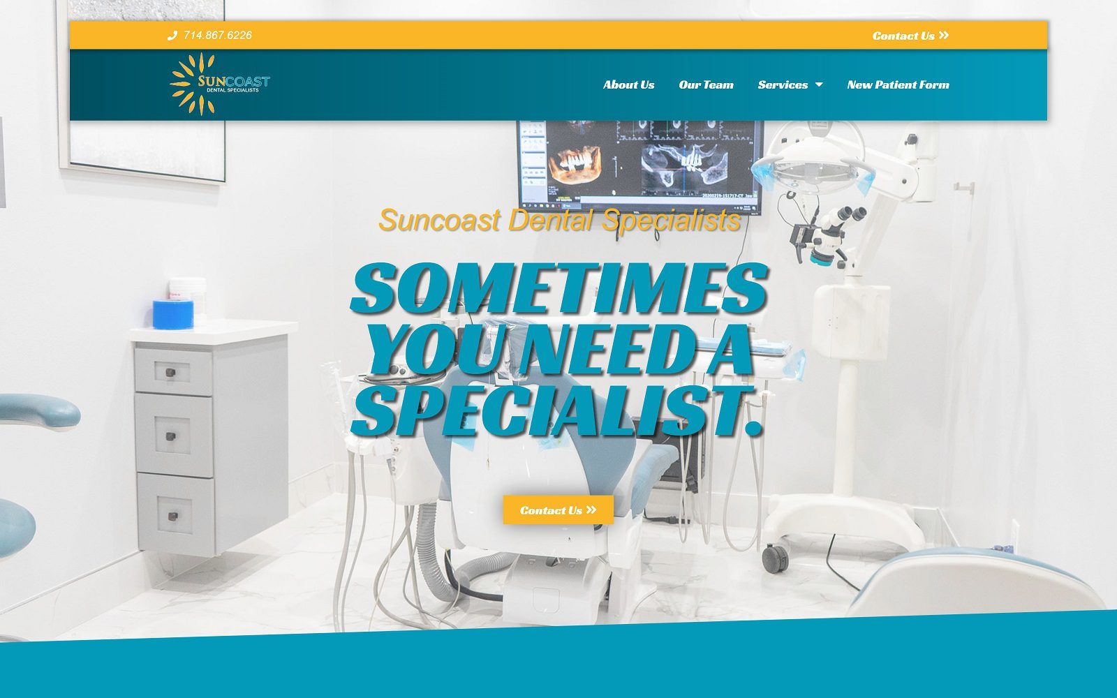 The screenshot of suncoast dental specialists website